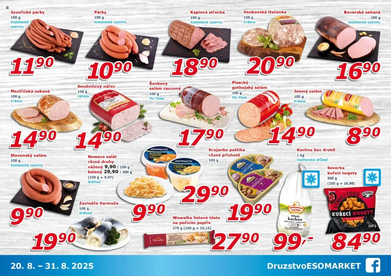 Eso market leták od 20.08.2025 | Strana: 3 | Produkty: Polička, Salát, Sekaná, Paštika