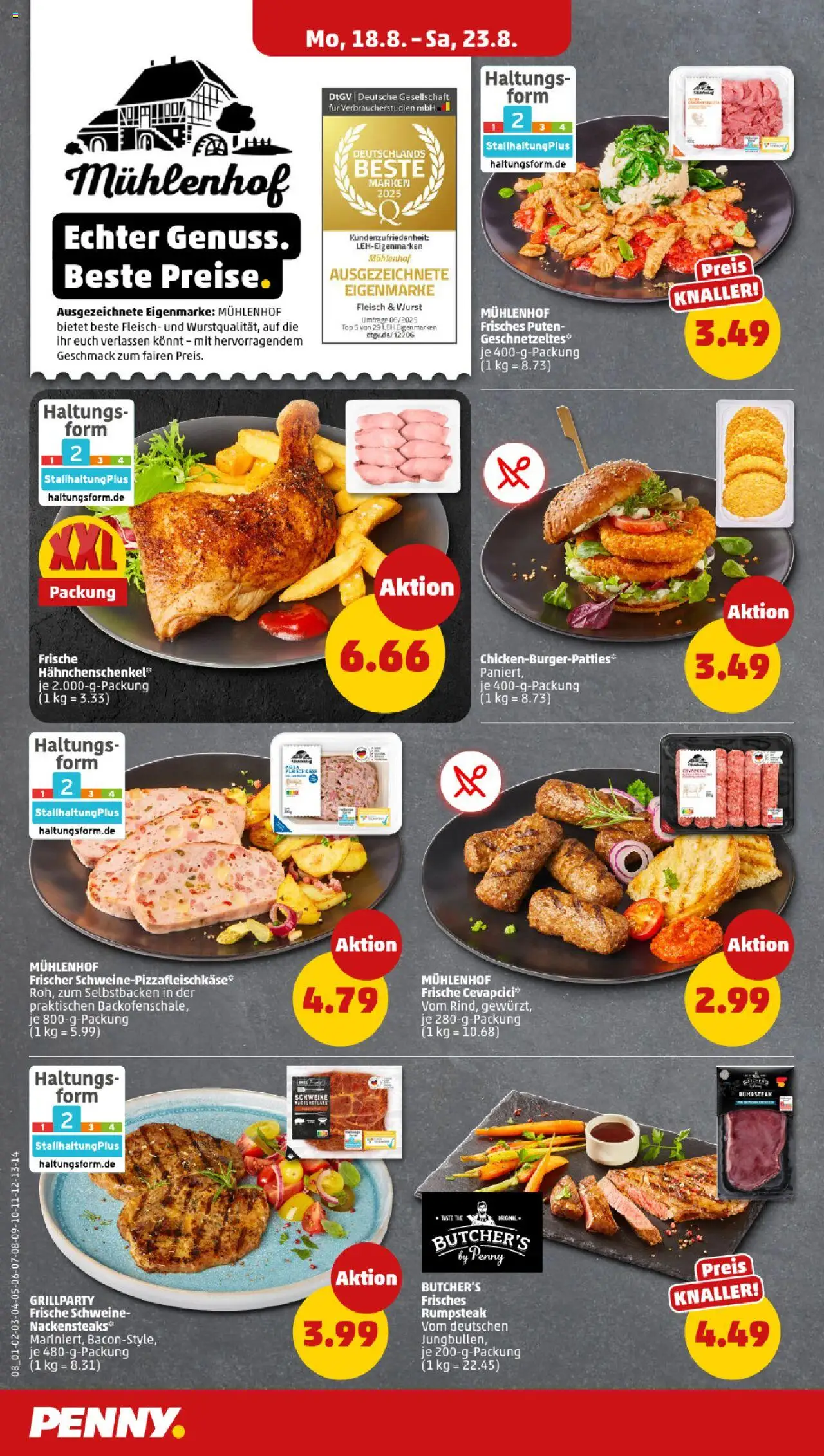 Penny Prospekt 	 - gültig ab dem 18.08.2025 | Seite: 8 | Produkte: Top, Nackensteaks, Rumpsteak, Cevapcici