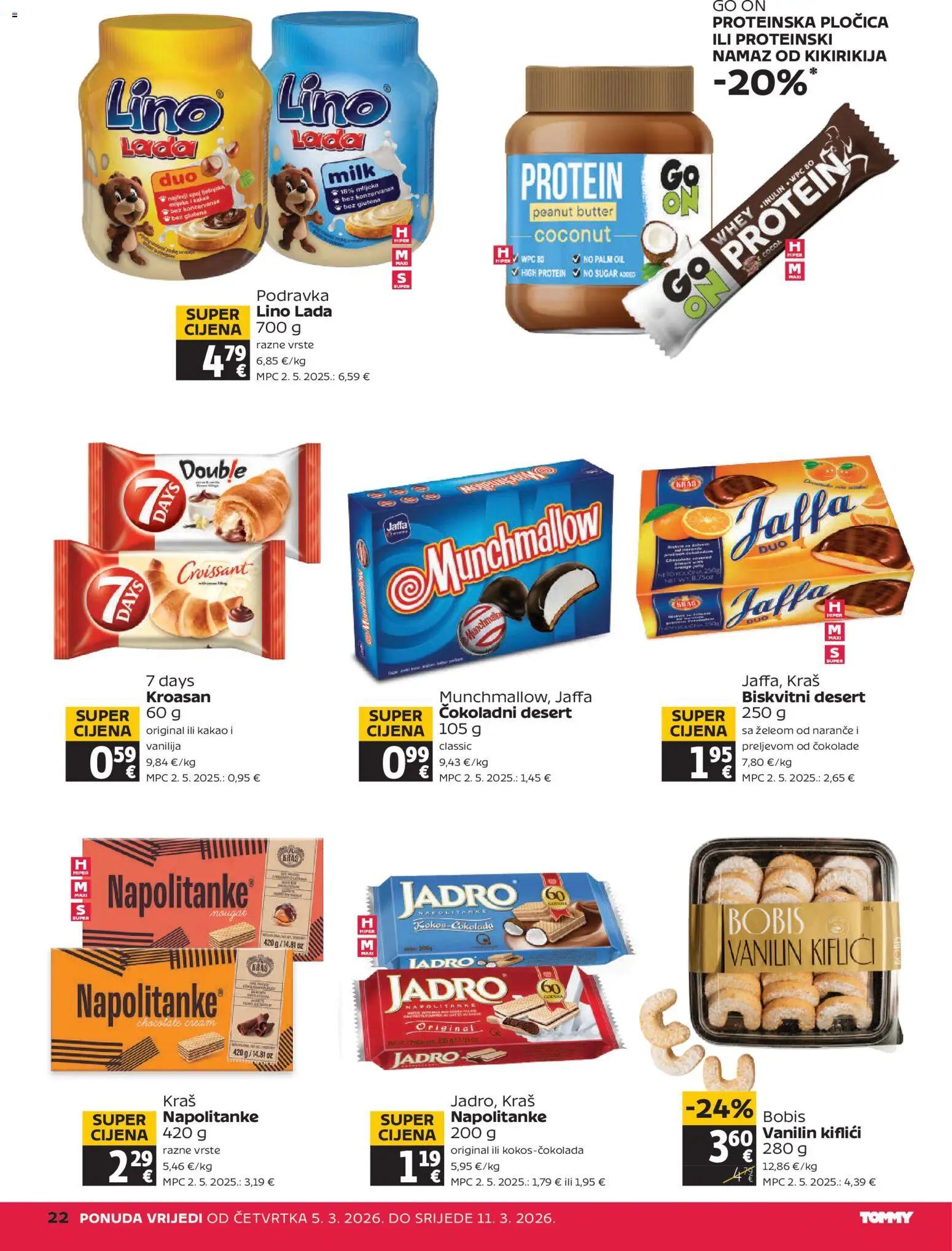 Tommy katalog | vrijedi od 05.03.2026 | Stranica: 22 | Proizvodi: Podravka, Napolitanke, Kakao, Kroasan