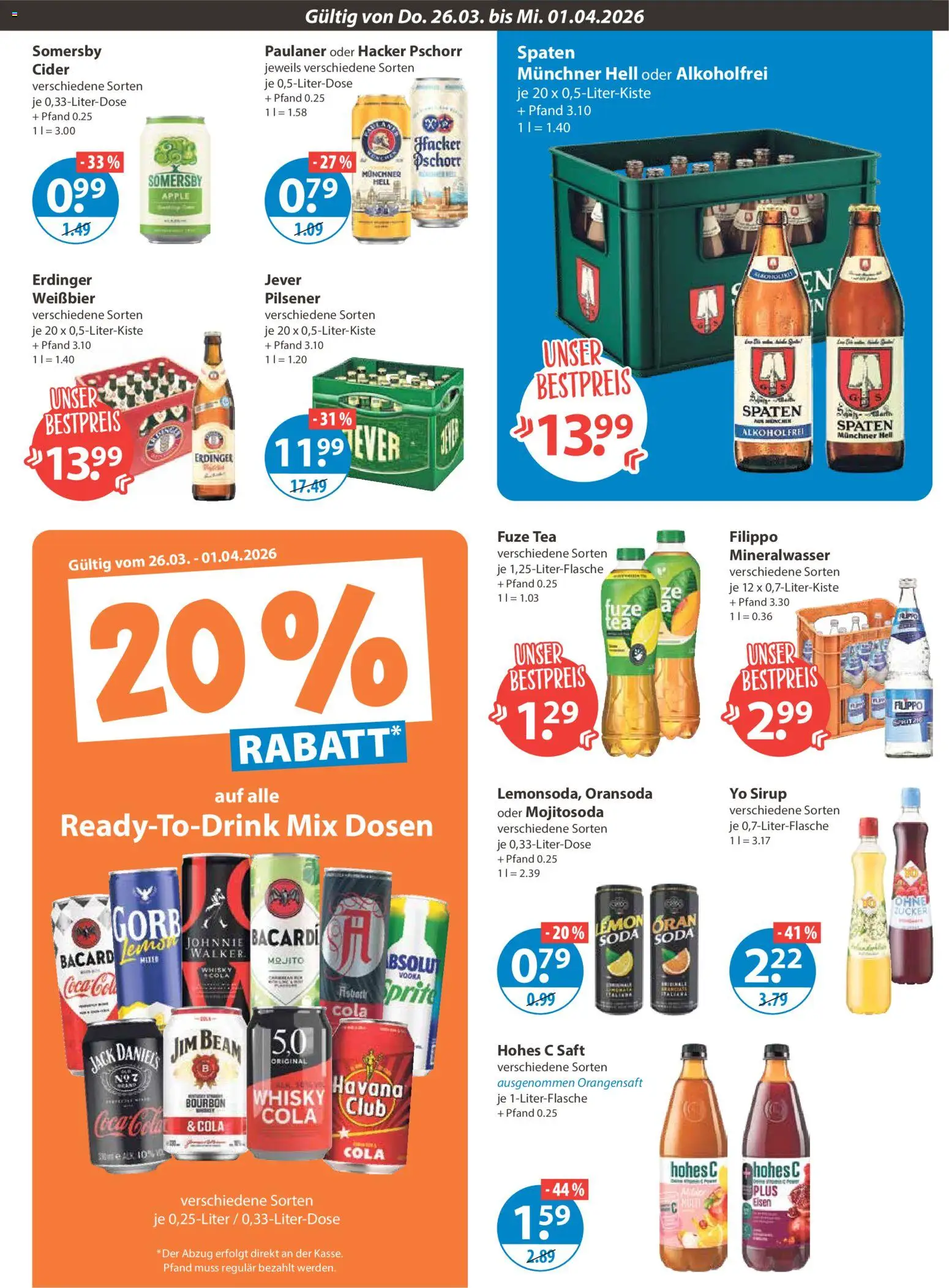 V-Markt München – gültig ab 26.03.2026 | Seite: 9 | Produkte: Whisky, Jim beam, Erdinger, Cola