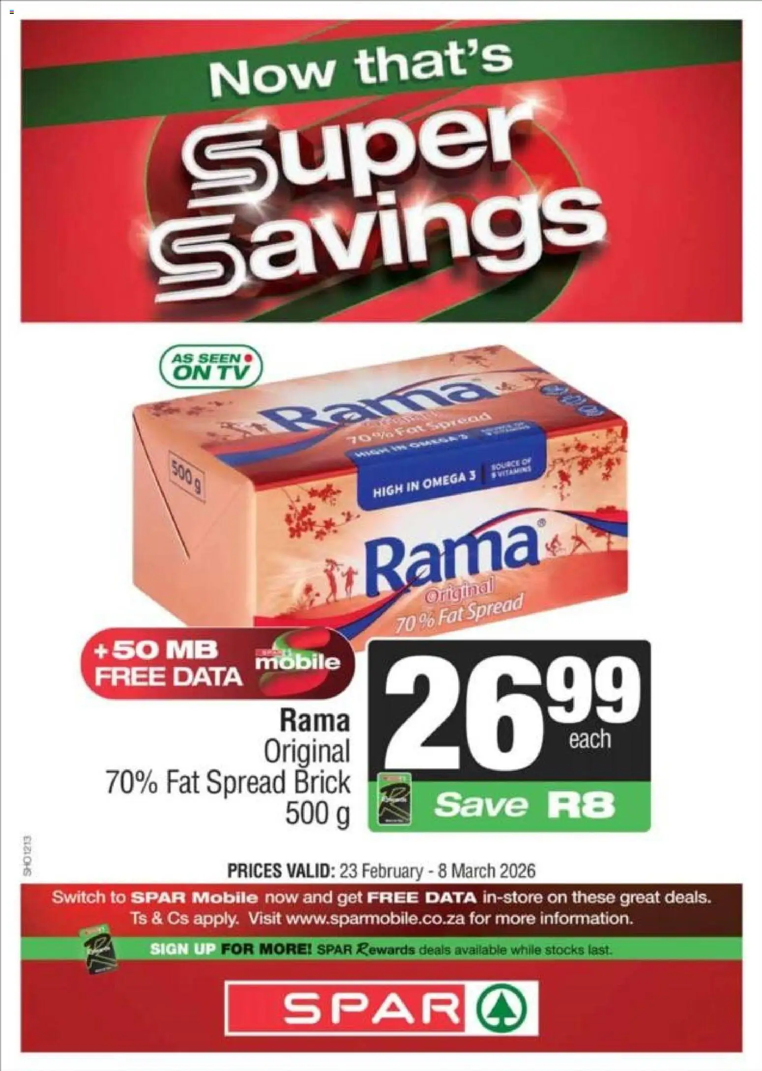 New Spar catalogue – valid from 23.02.2026 | Page: 8 | Products: Data, TV, Switch, Fat spread