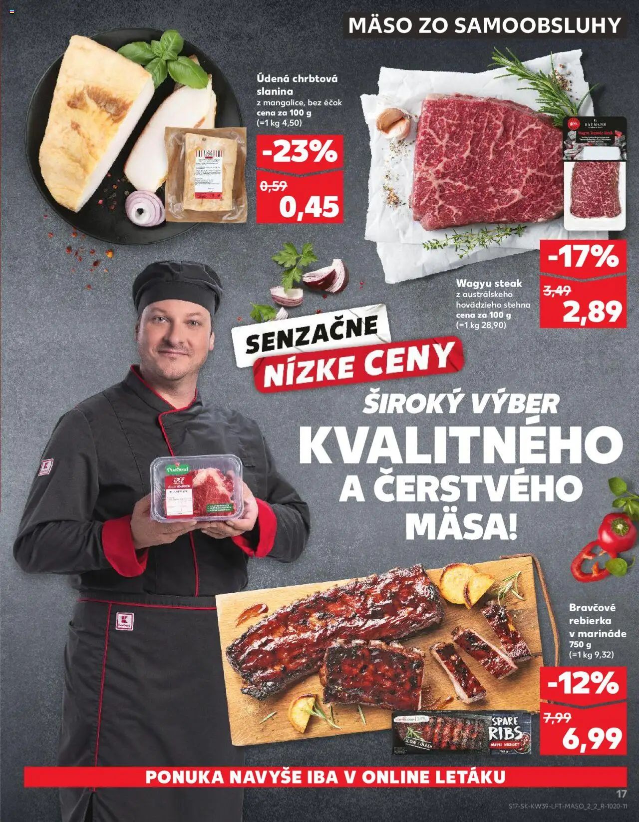 Nové Kaufland akcie – leták je platný od 25.09.2025 | Strana: 17 | Produkty: Slanina, Steak