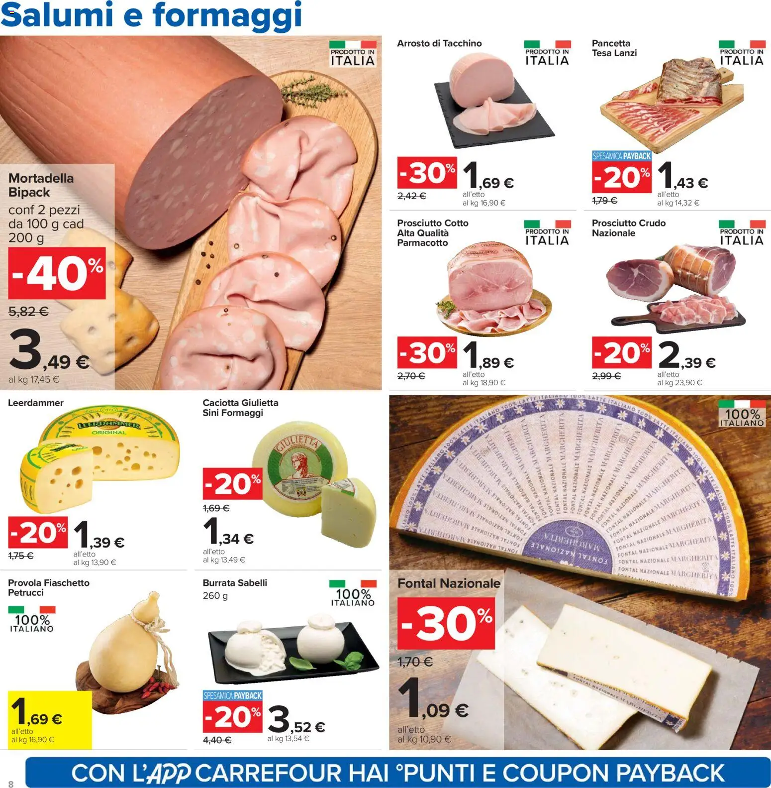 Volantino Carrefour del 02.01.2026 | Pagina: 8 | Prodotti: Latte, Prosciutto, Mortadella, Provola