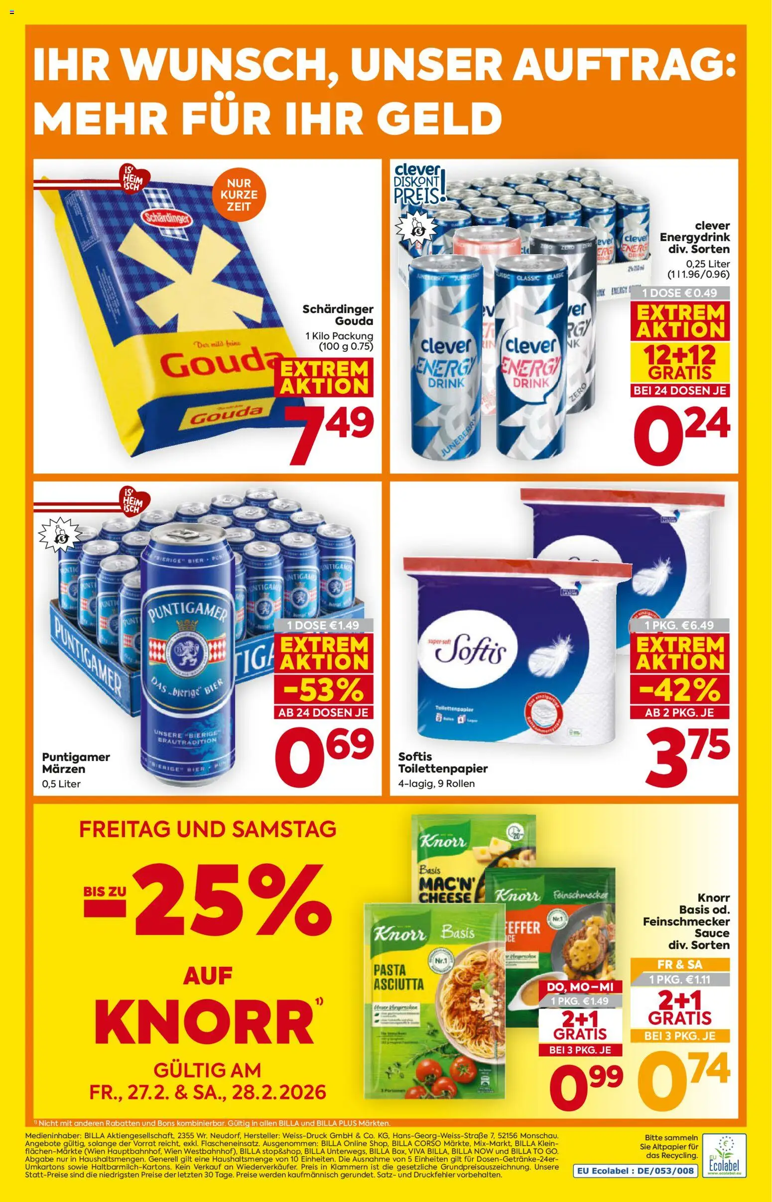 Billa Flugblatt - Oberösterreich gültig ab 26.02.2026 | Seite: 16 | Produkte: Pasta, Bier