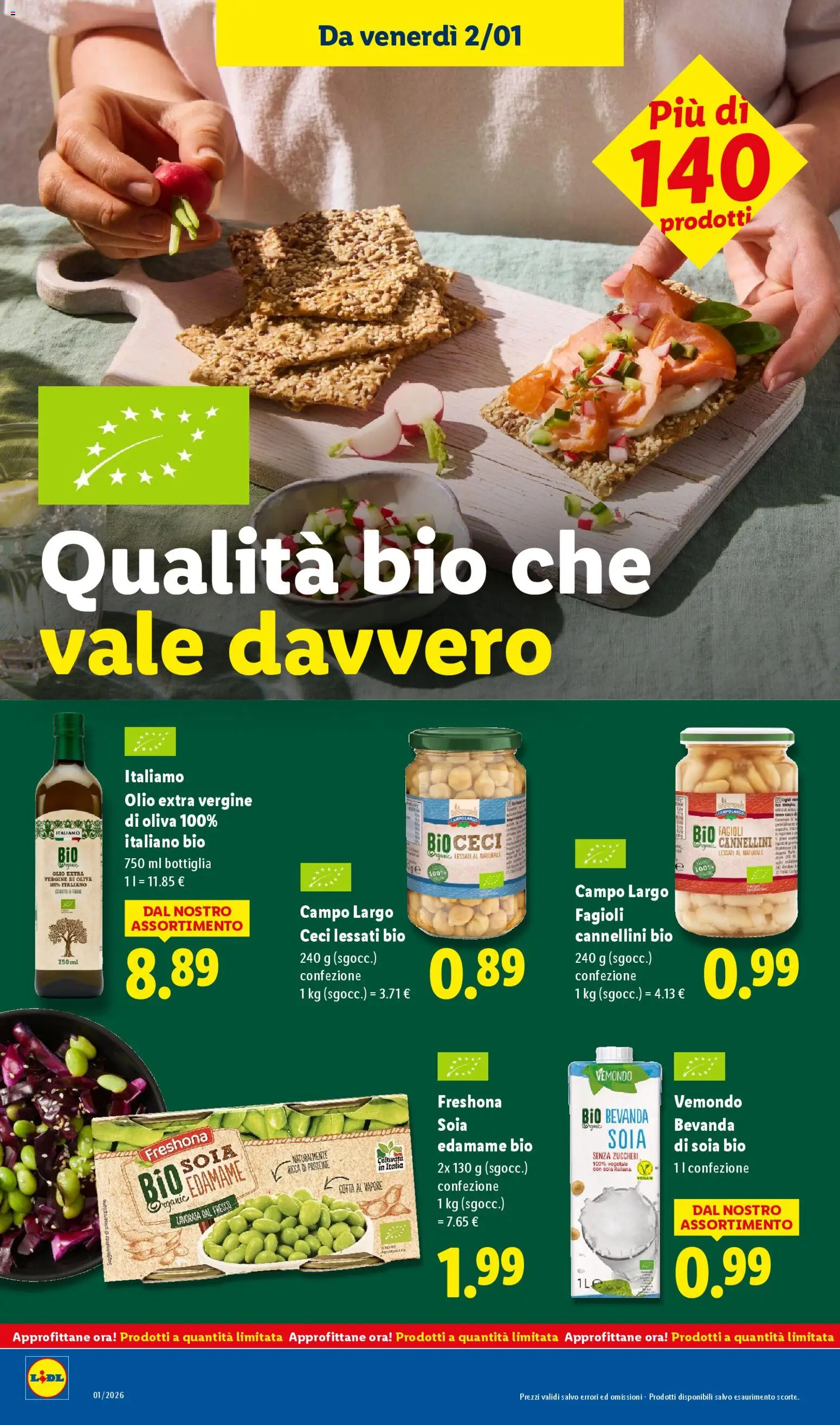 Volantino Lidl del 29.12.2025 | Pagina: 24 | Prodotti: Fagioli, Olive, Olio extra vergine, Bevanda di soia