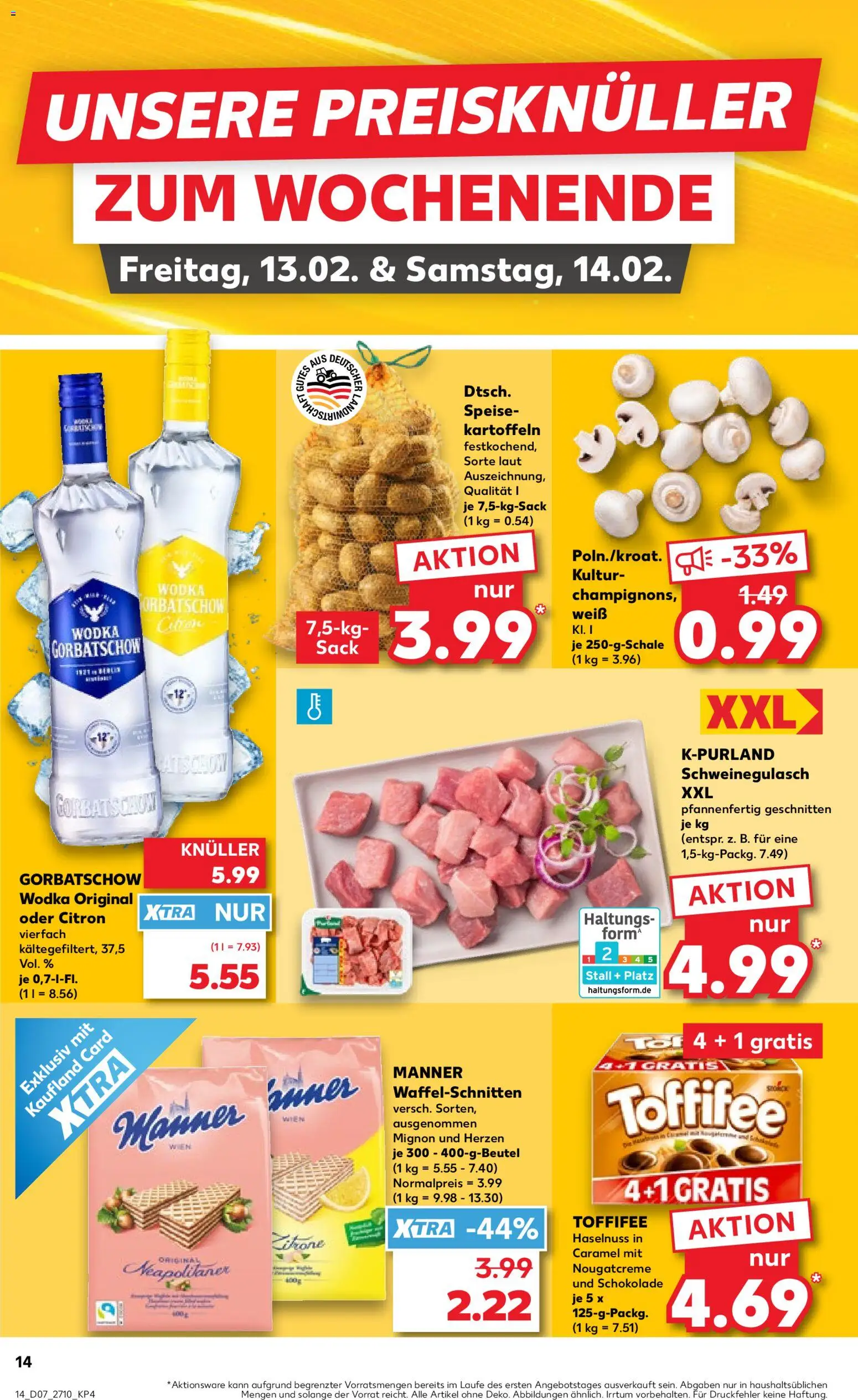 Kaufland prospekt Zeitz	 – gültig ab 12.02.2026 | Seite: 14 | Produkte: Schokolade, Kartoffeln, Toffifee, Wodka