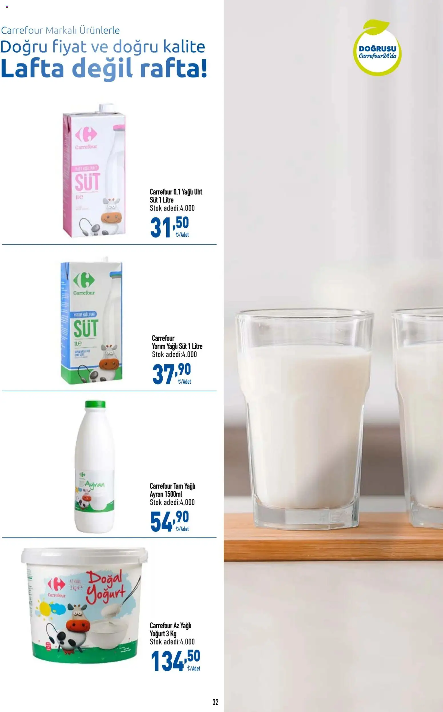 CarrefourSA Katalog - 26.02.2026 tarihinden itibaren geçerlidir | Sayfa: 32 | Ürünler: Süt, Yoğurt