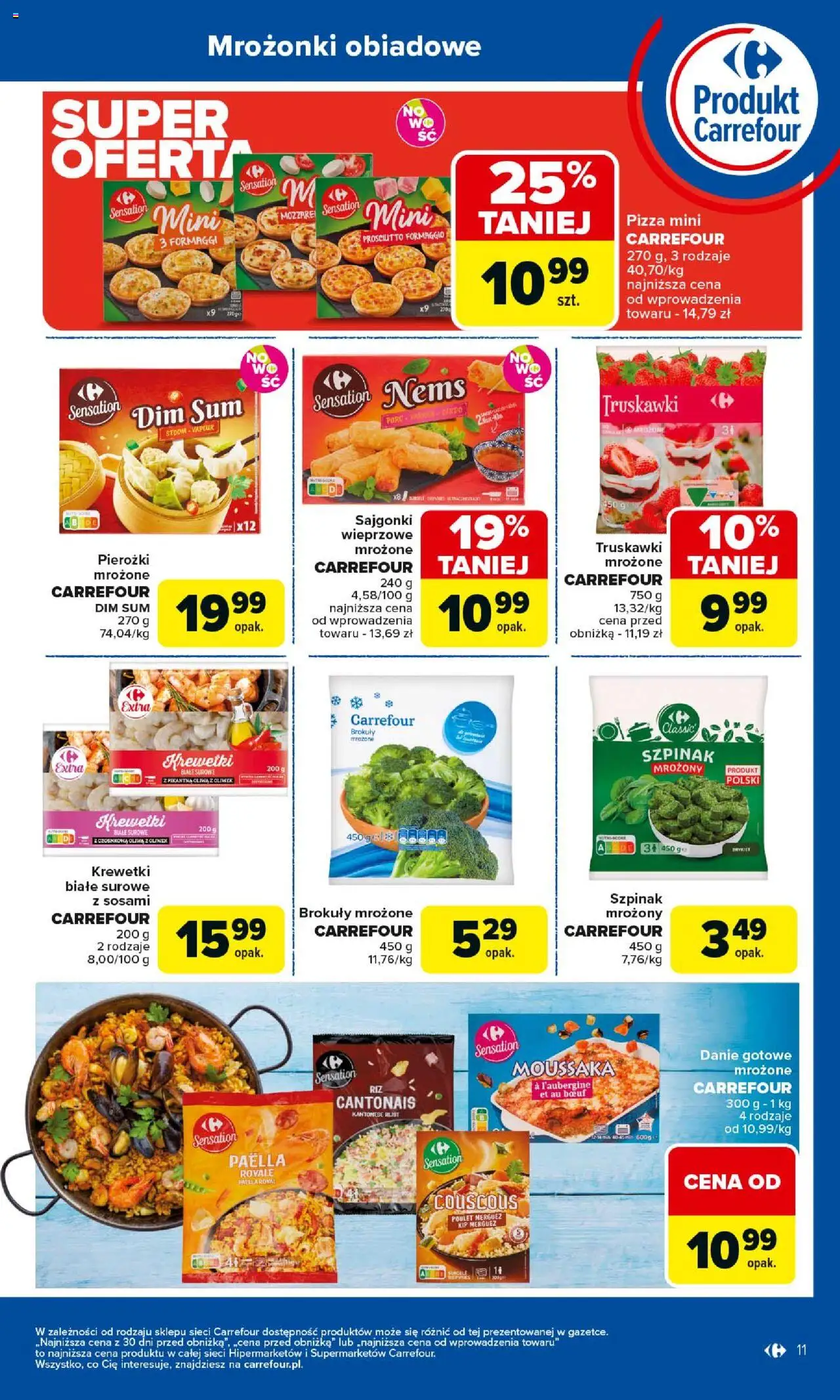 Carrefour Gazetka - Produkt Carrefour od 25.08.2025 | Strona: 11 | Produkty: Szpinak, Krewetki białe, Pizza, Truskawki