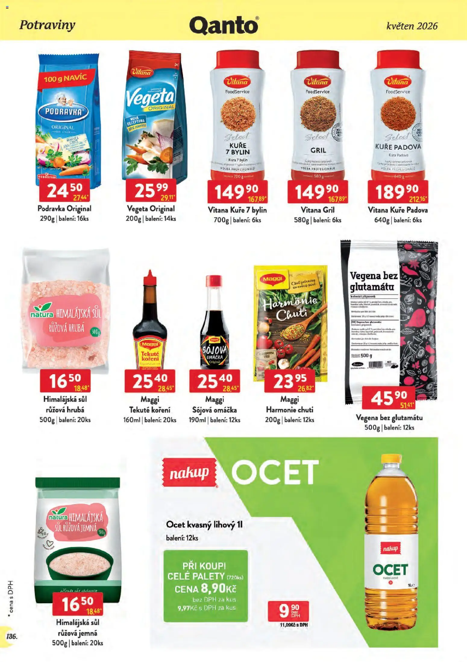 Astur & Qanto leták - Velkoobchod 05/2026 od 01.05.2026 | Strana: 136 | Produkty: Maggi, Ocet, Koření, Kuře