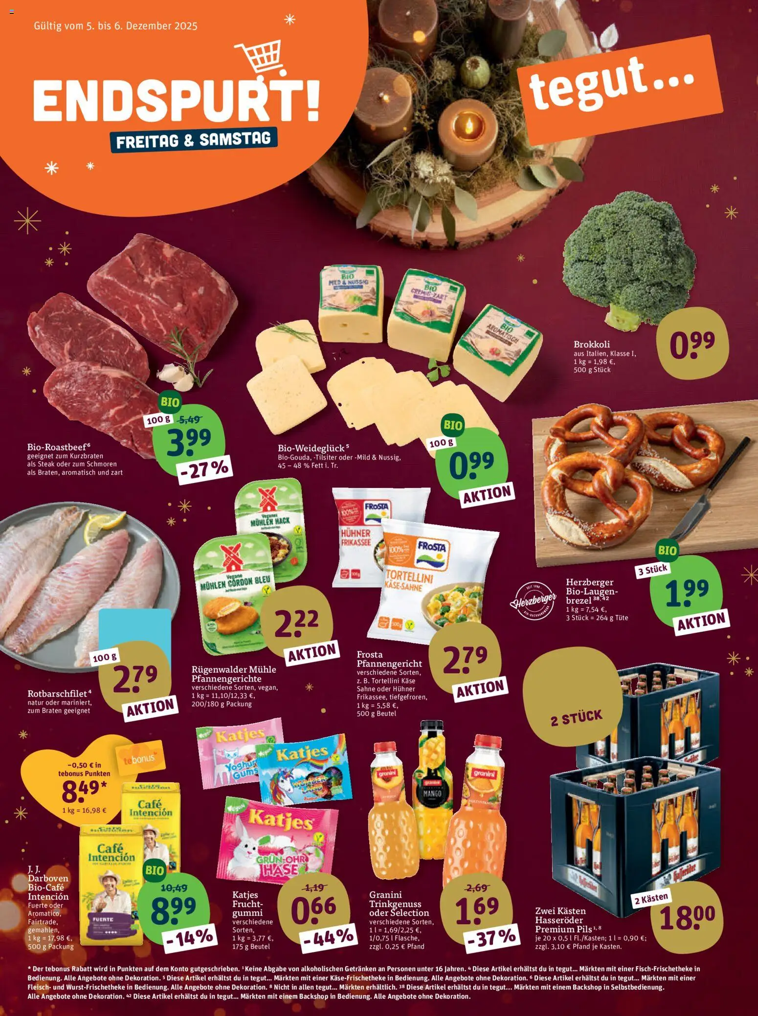 Tegut Prospekt – gültig ab 01.12.2025 | Seite: 1 | Produkte: Käse, Brokkoli, Granini, Sahne