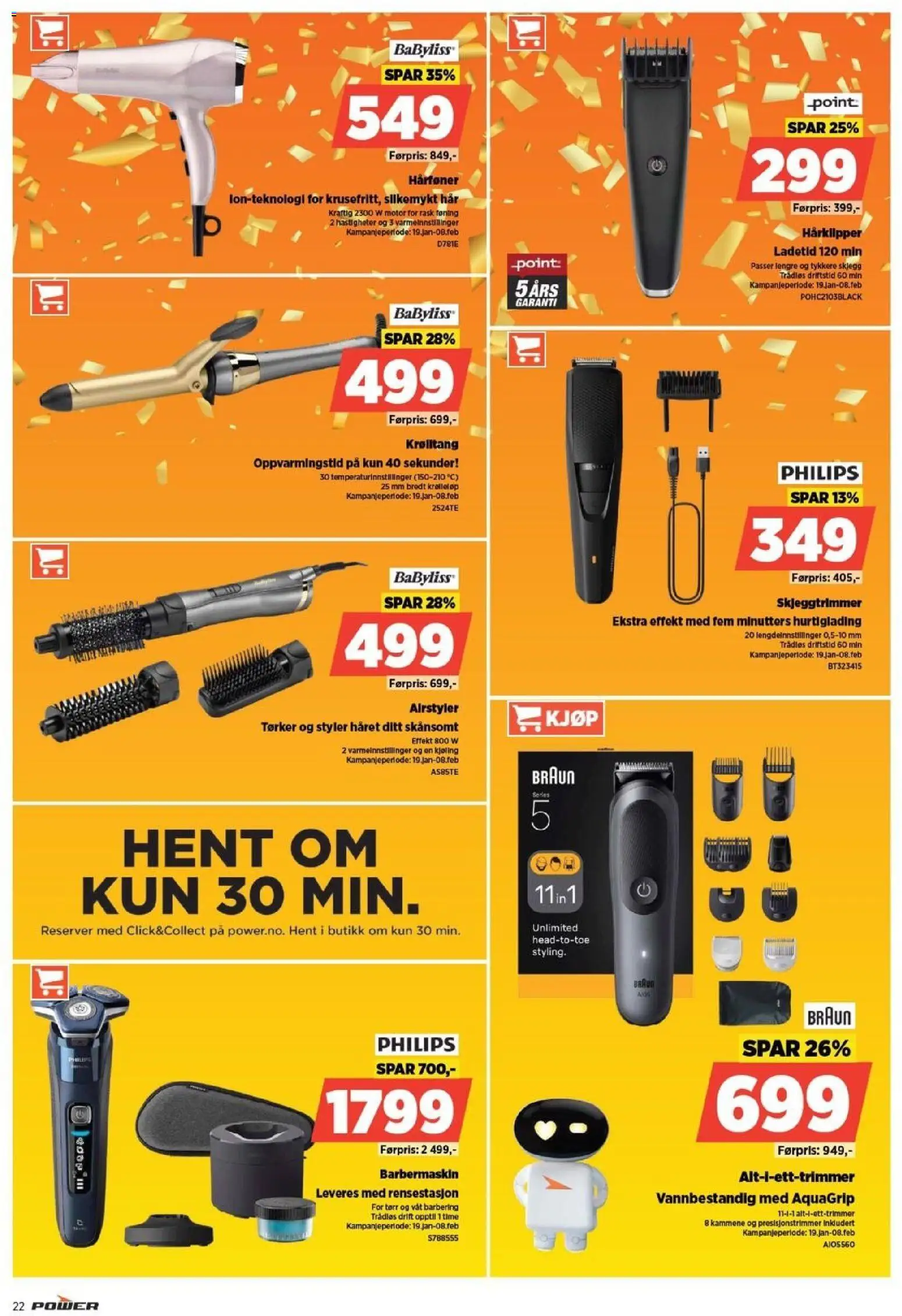 {H1} | Side: 22 | Produkter: Skjeggtrimmer, Hårklipper, Barbermaskin, Krølltang