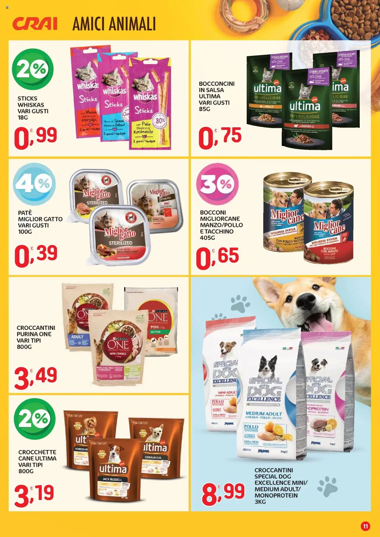 Volantino CRAI del 21.08.2025 | Pagina: 11 | Prodotti: Paté, Pollo, Salmone, Crocchette