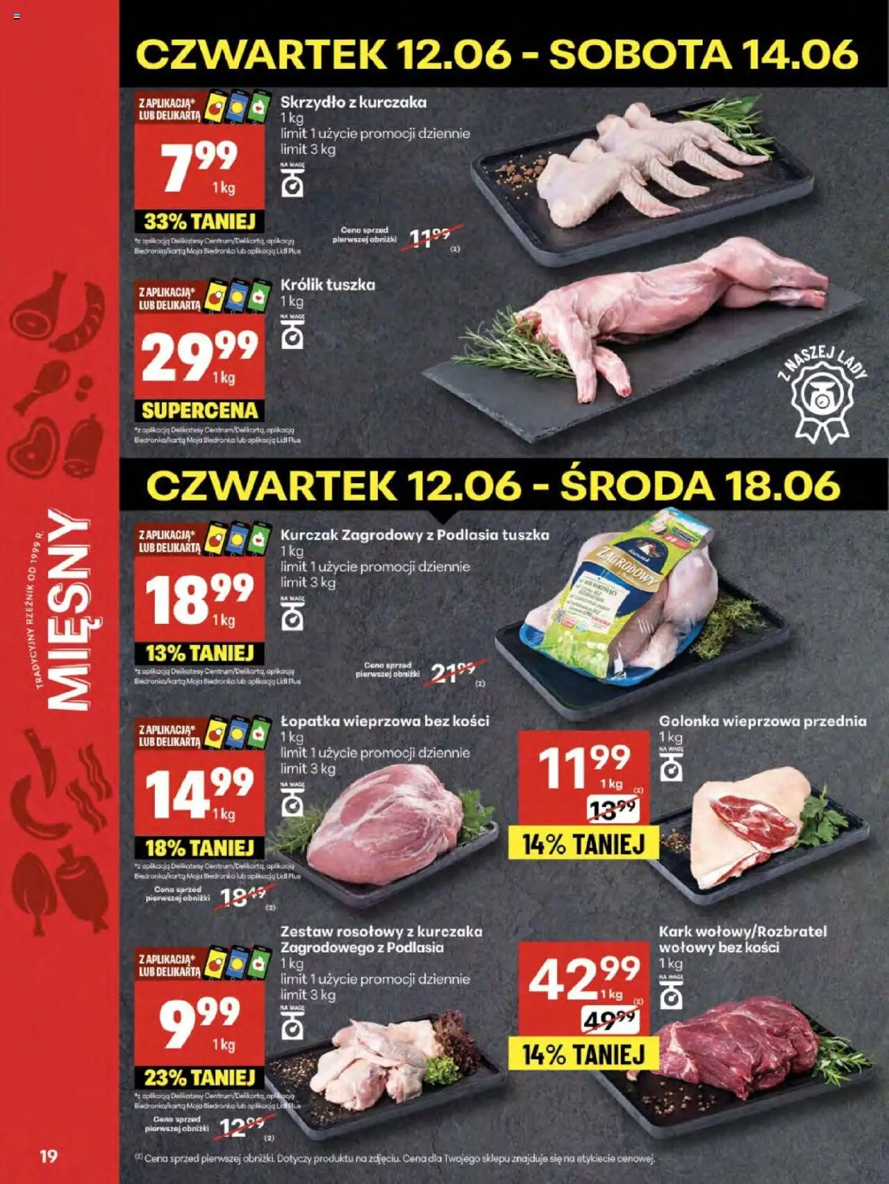 Delikatesy Centrum Gazetka - Sklepy Własne od 12.06.2025 | Strona: 19 | Produkty: Kurczak, Golonka wieprzowa, Delikatesy, Łopatka wieprzowa