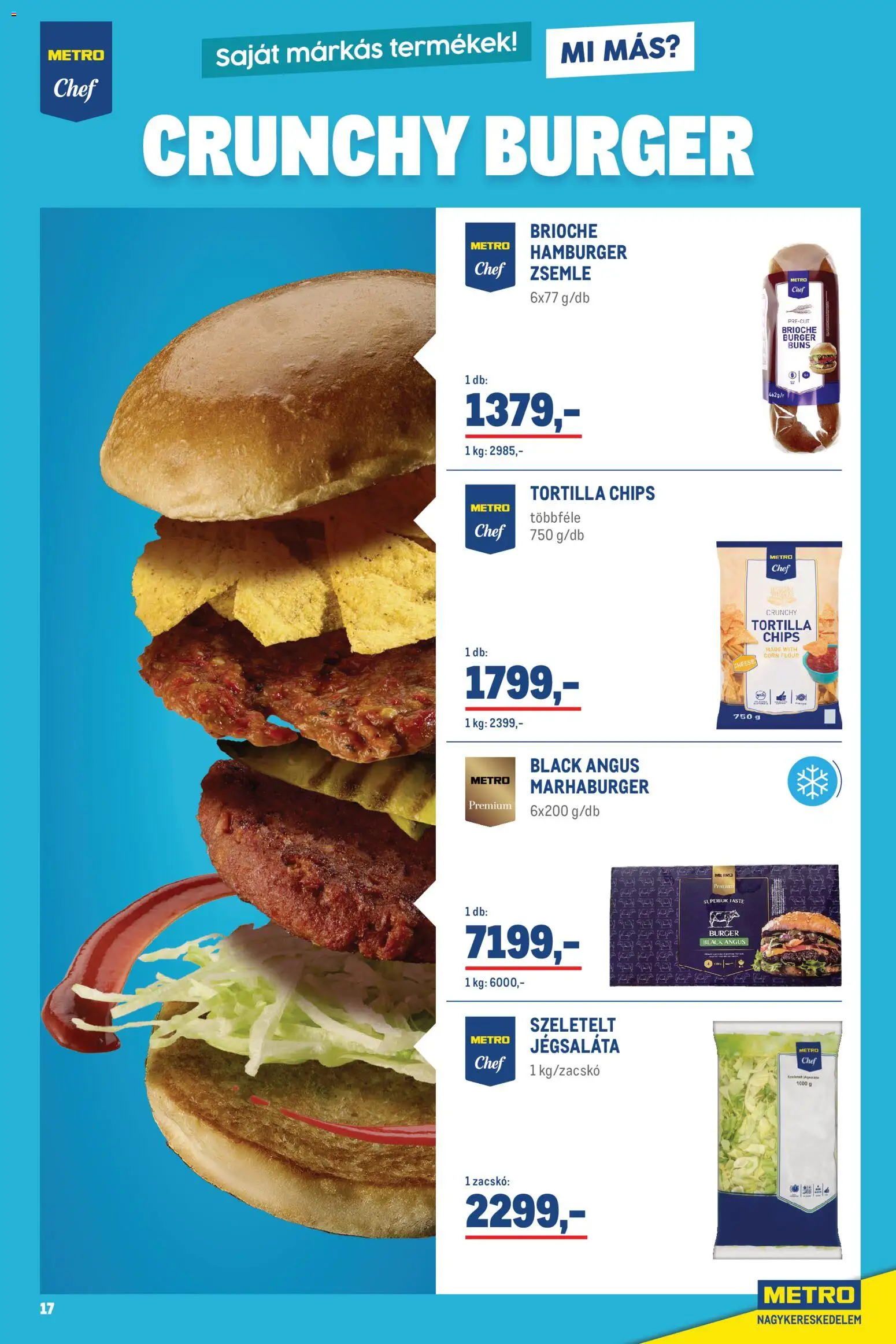 Metro akciós ujság - amely érvényes a következő dátumtól: 02.05.2026 | Oldal: 17 | Termékek: Chips, Jégsaláta, Hamburger, Zsemle