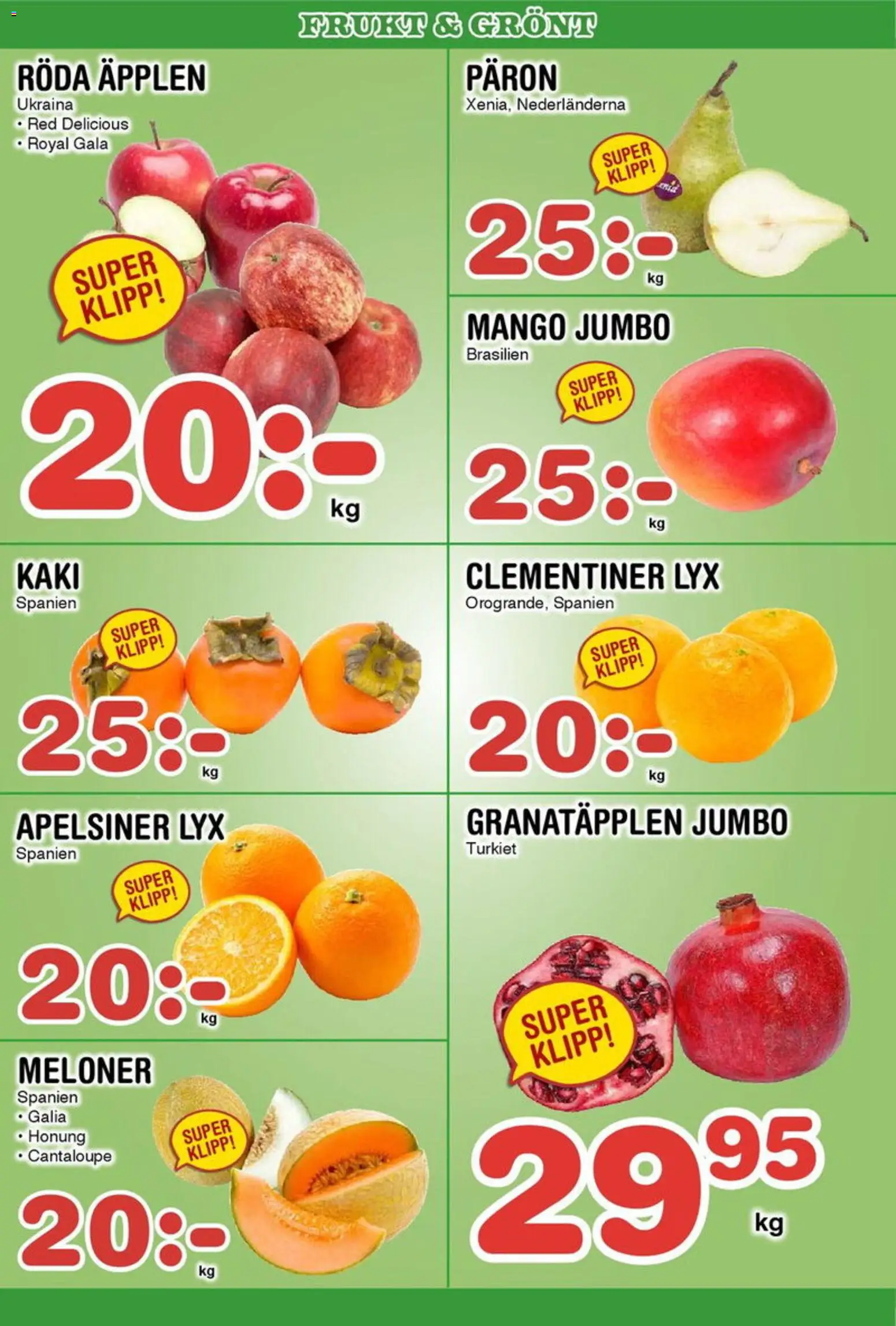 Nya Pulsen reklamblad aktuell från 15.12.2025 | Sida: 13 | Produkter: Cantaloupe, Äpplen, Apelsiner, Mango