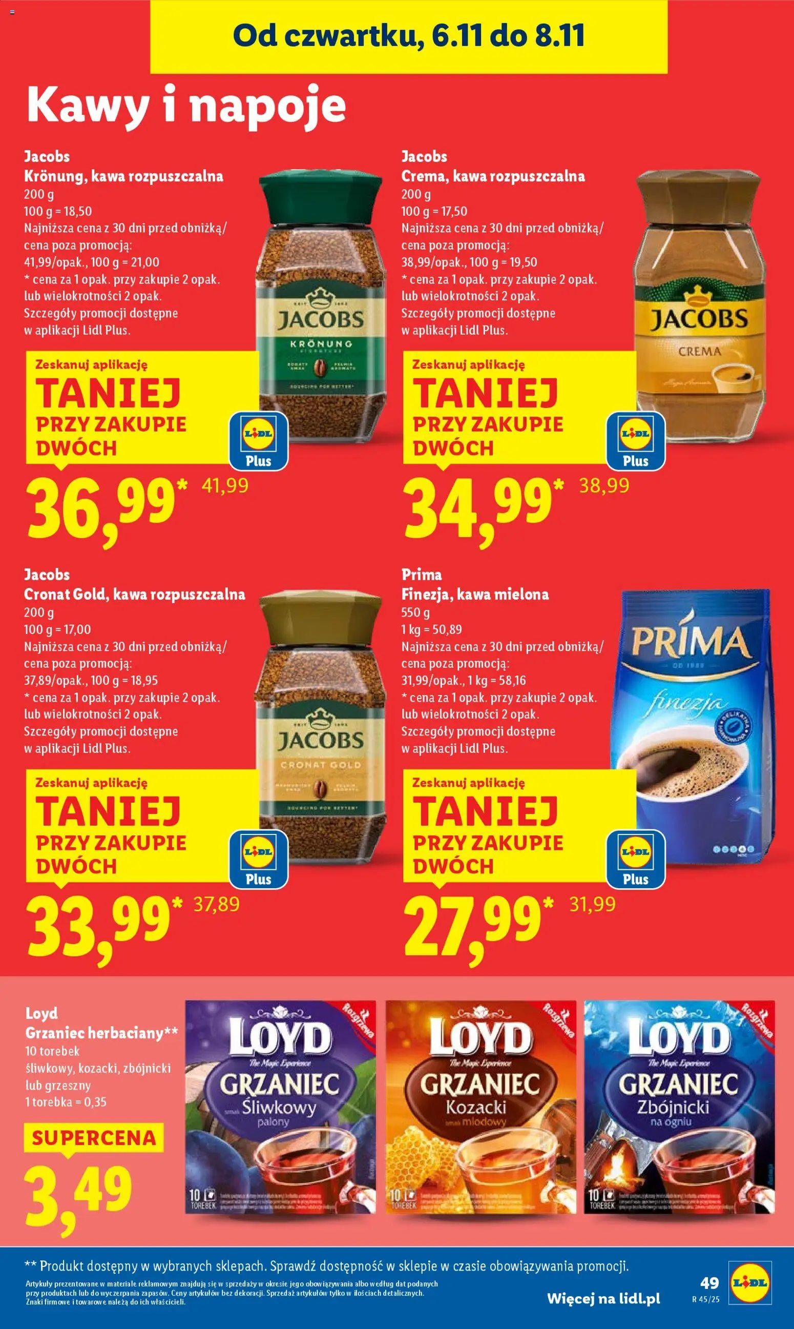 Lidl Gazetka od 06.11.2025 | Strona: 53 | Produkty: Torebka, Kawa rozpuszczalna, Napoje, Kawa