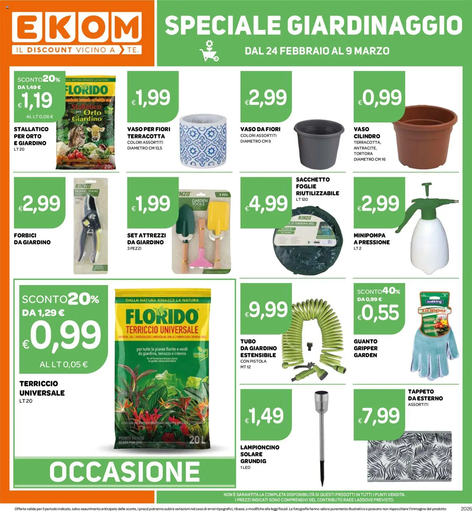 Volantino Ekom del 24.02.2026 | Pagina: 12 | Prodotti: Tubo, Terriccio, Tappeto, Vaso