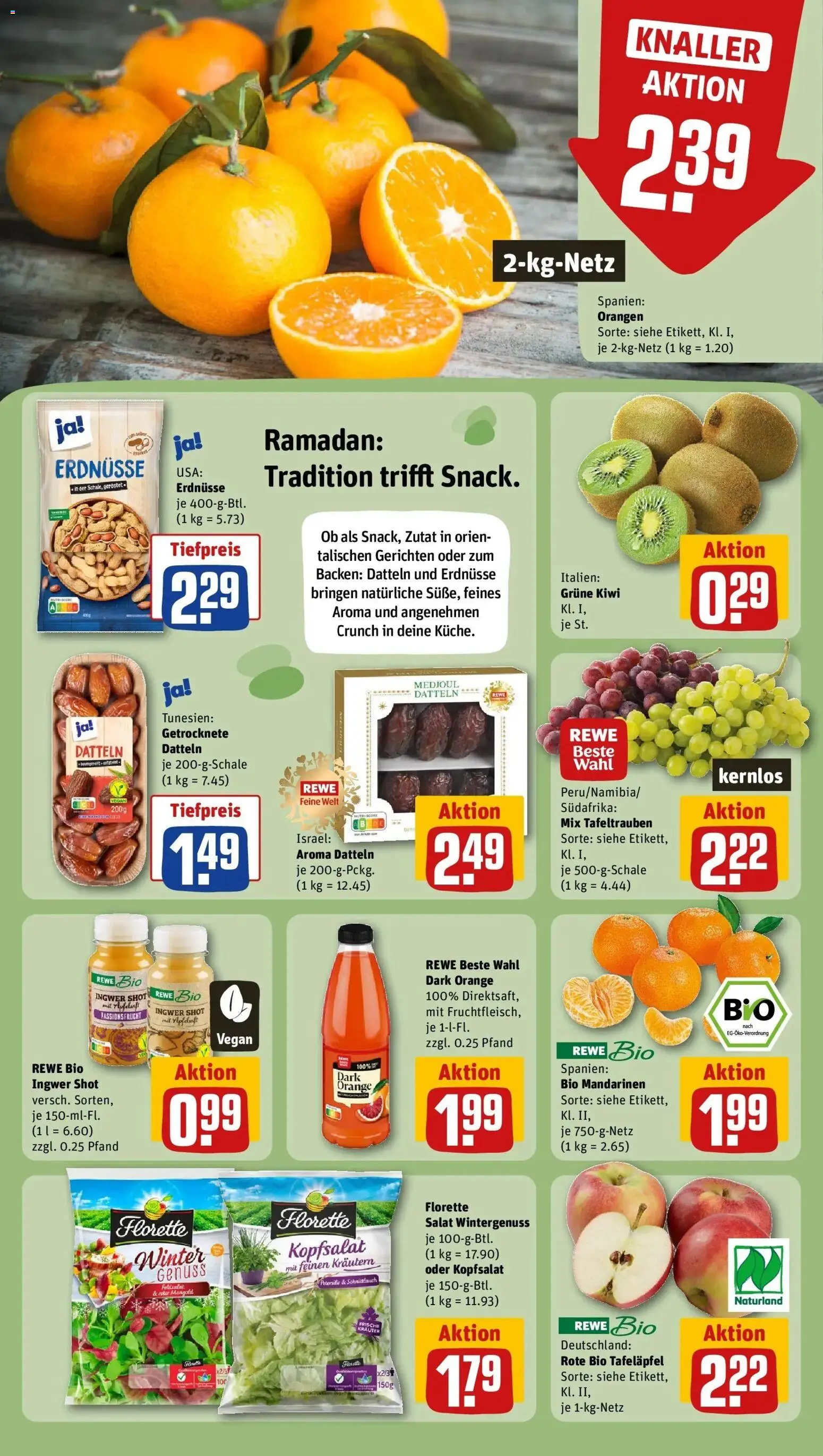 Rewe prospekt Trossingen	 – gültig ab 22.02.2026 | Seite: 6 | Produkte: Erdnüsse, Orangen, Apfelsaft, Salat