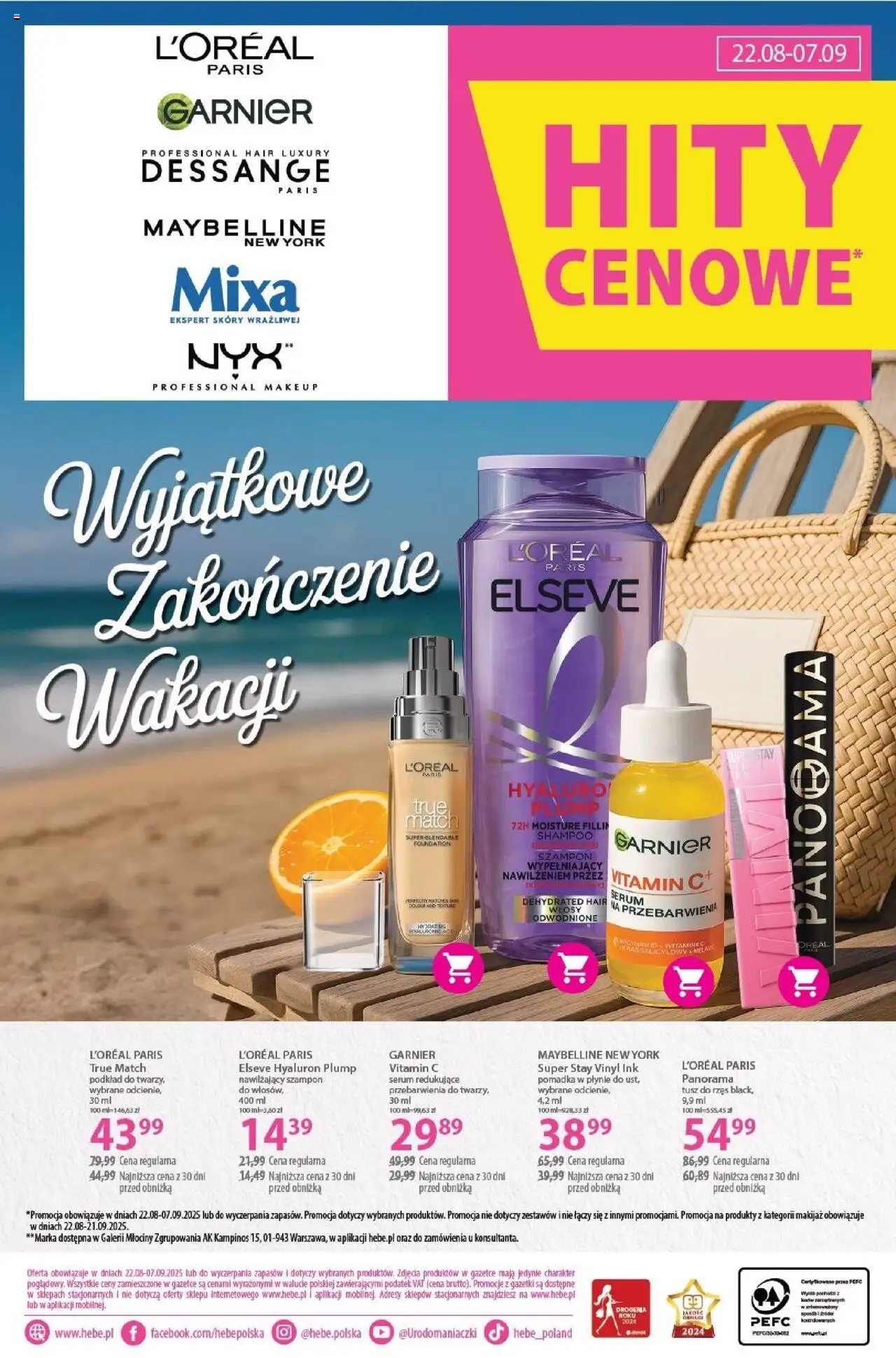 Hebe Gazetka od 22.08.2025 | Strona: 22 | Produkty: Drogeria, Pomadka, Makijaż, Tusz do rzęs