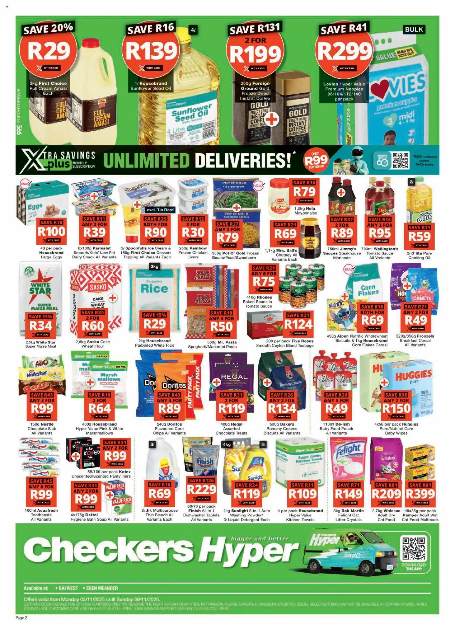 New Checkers catalogue – valid from 03.11.2025 | Page: 2 | Products: Eggs, Oil, Marinade, Nappies