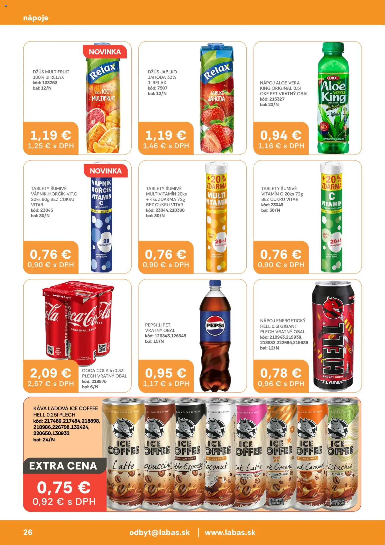 Nové Labaš akcie – leták je platný od 13.03.2026 | Strana: 26 | Produkty: Tablet, Káva, Coca cola, Pepsi