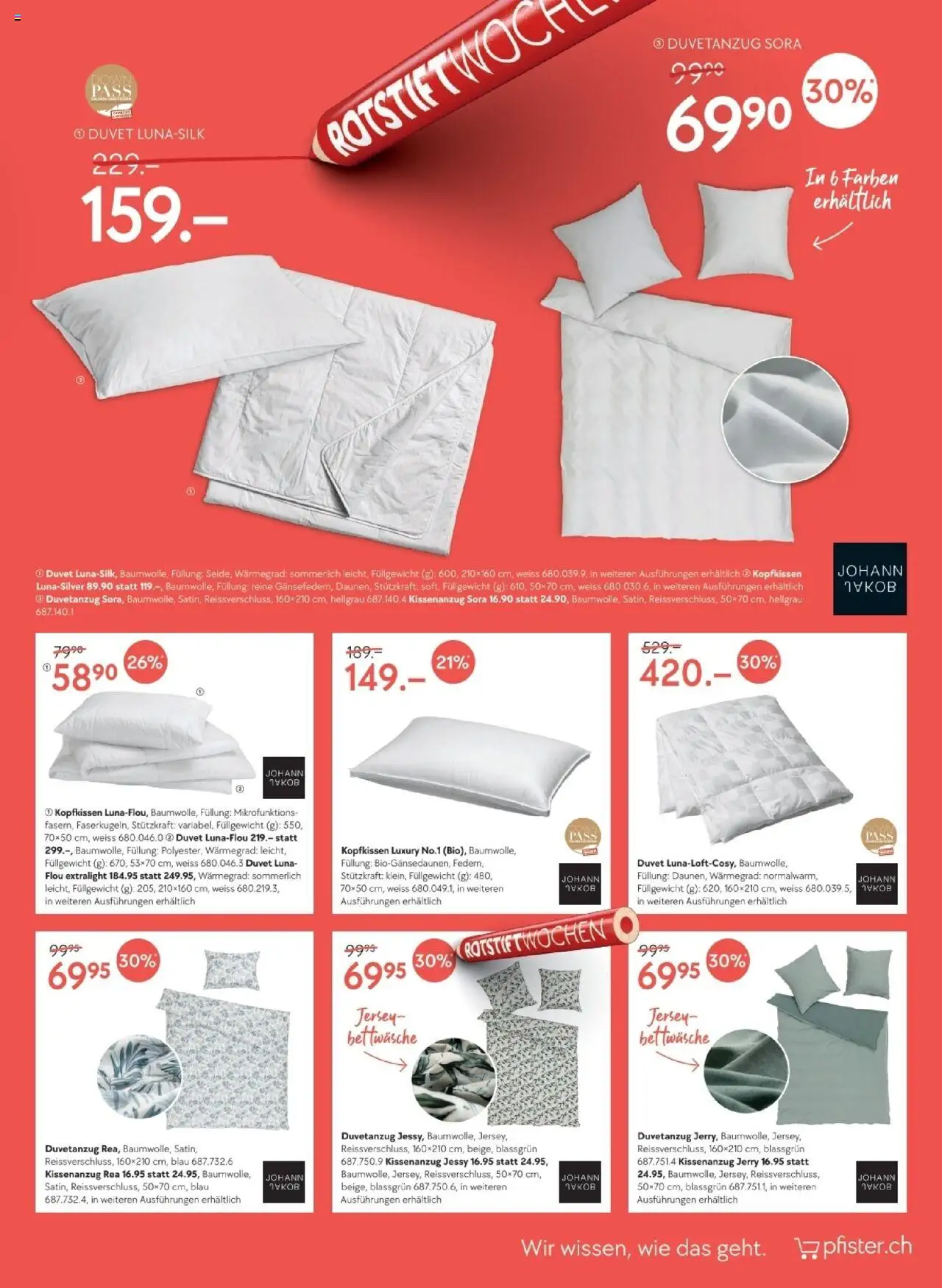 Pfister Prospekt Rotstift 1 DE ab 17.06.2025 | Seite: 13 | Produkte: Kopfkissen, Bettwäsche
