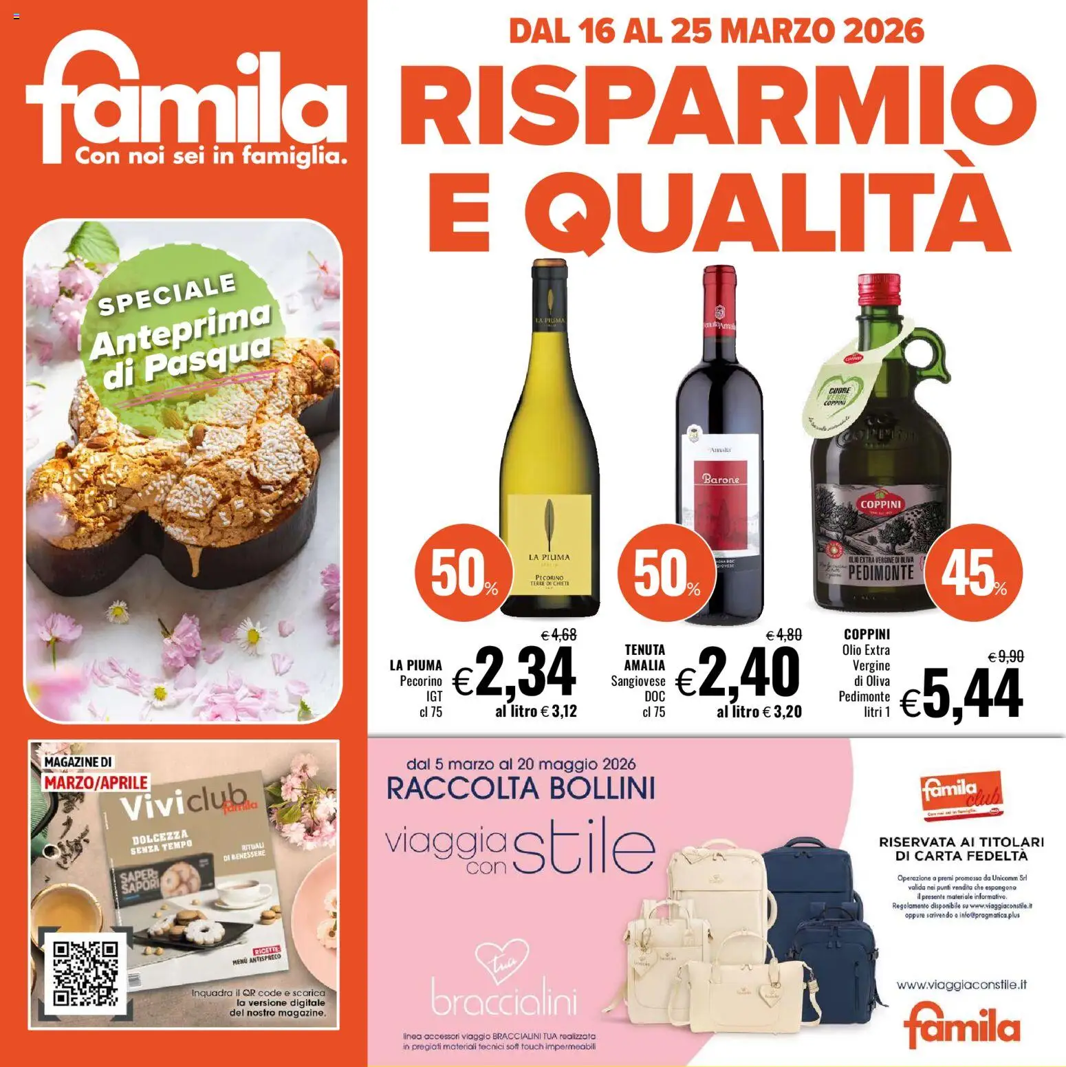 Volantino Famila del 16.03.2026 | Pagina: 1 | Prodotti: Olio, Olio extra vergine, Pecorino