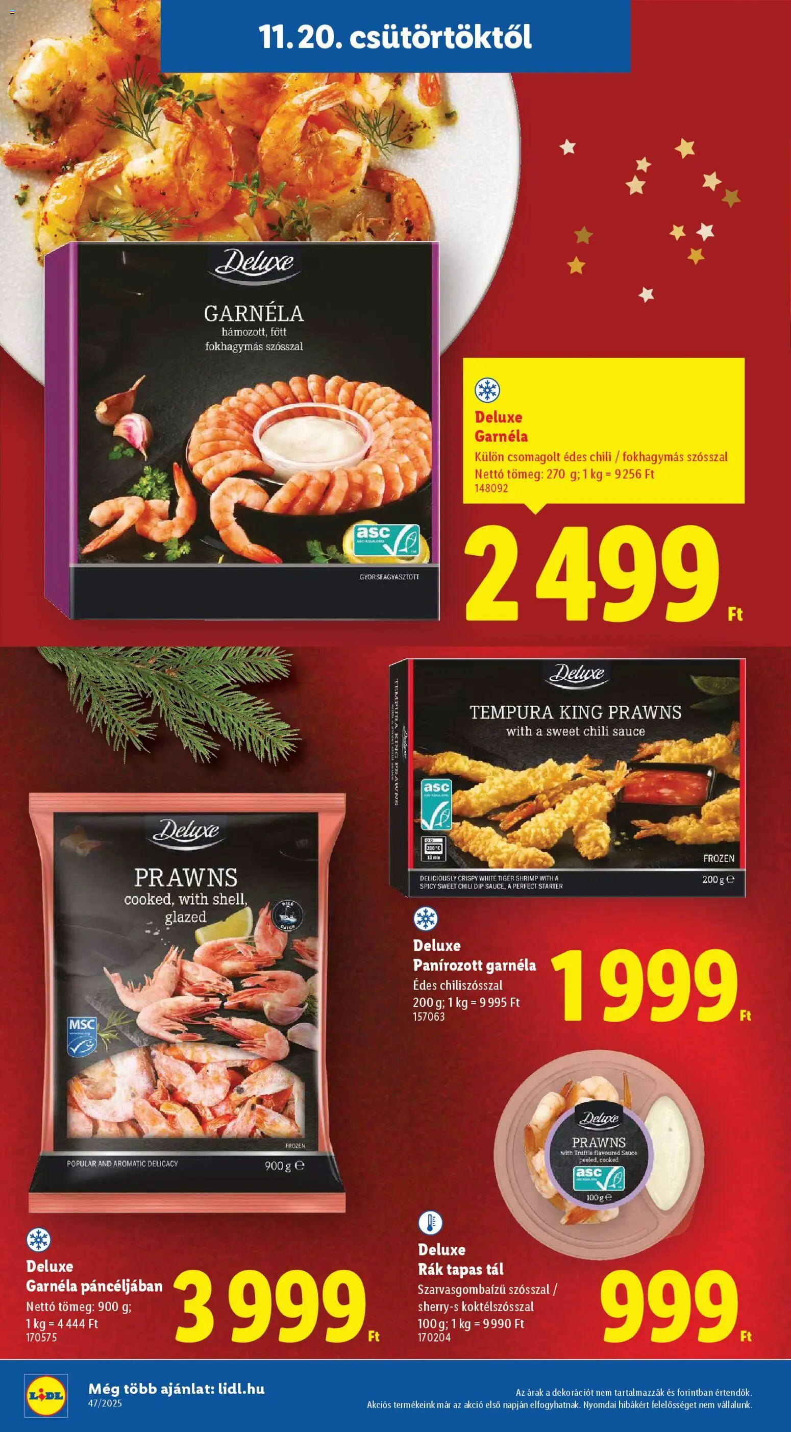 Lidl akciós ujság - amely érvényes a következő dátumtól: 20.11.2025 | Oldal: 20 | Termékek: Chili, Garnéla
