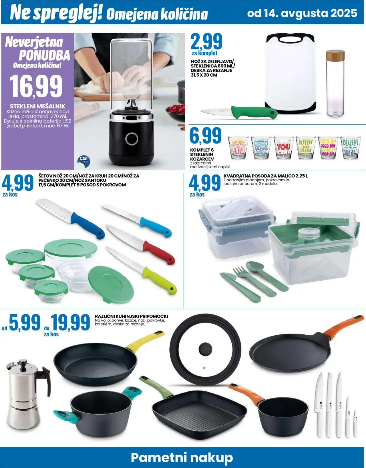 Eurospin katalog │ velja od 14.08.2025 | Stran: 14 | Izdelki: Steklenica, Usb, Nož, Kruh