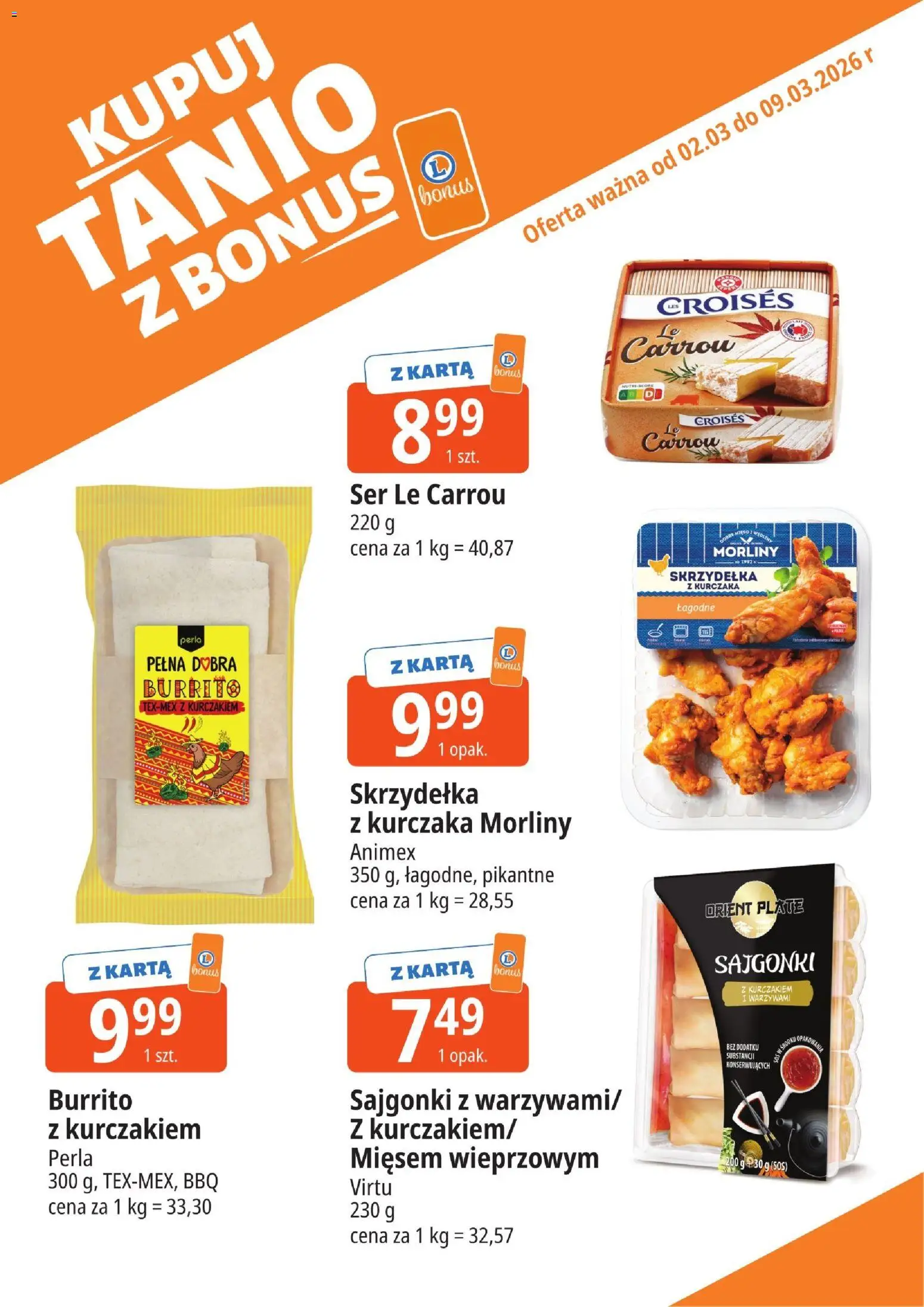 E.Leclerc gazetka - Tychy kupony dodatkowe od 02.03.2026 | Strona: 7 | Produkty: Karta, Mięso, Sajgonki, Ser