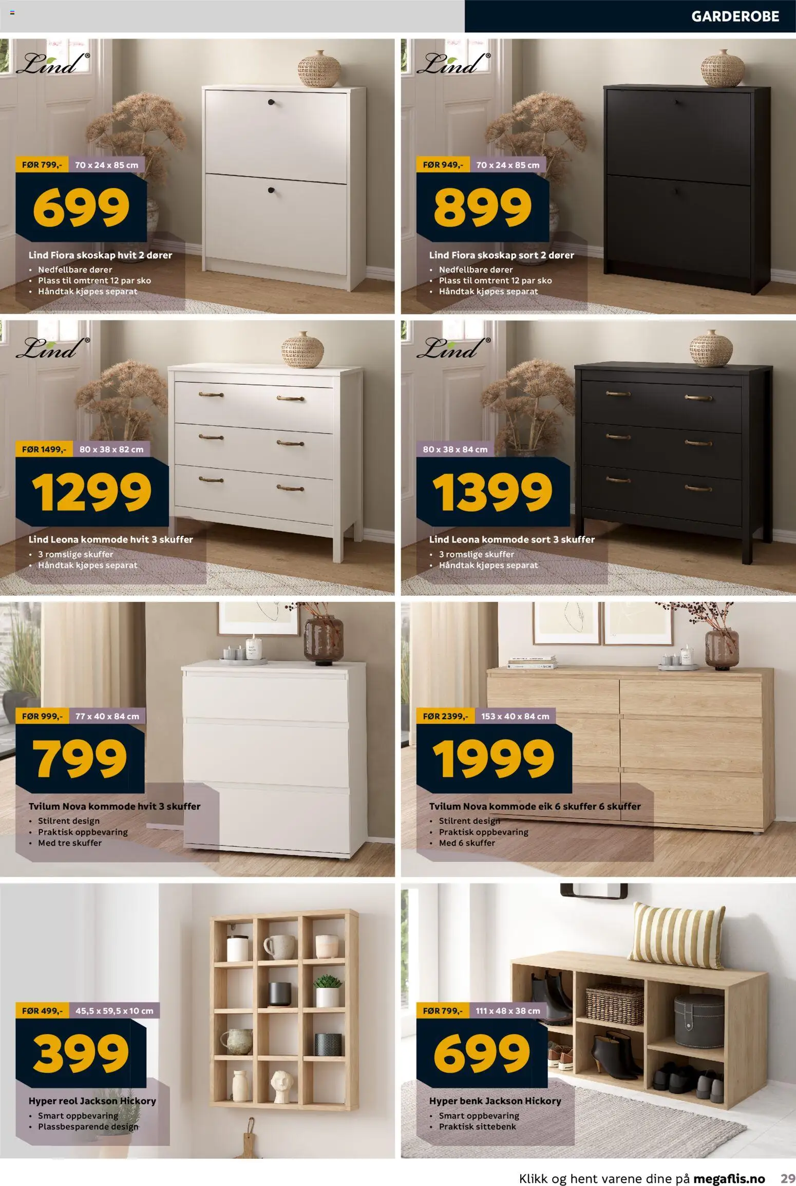 {H1} | Side: 29 | Produkter: Benk, Reol, Kommode, Håndtak