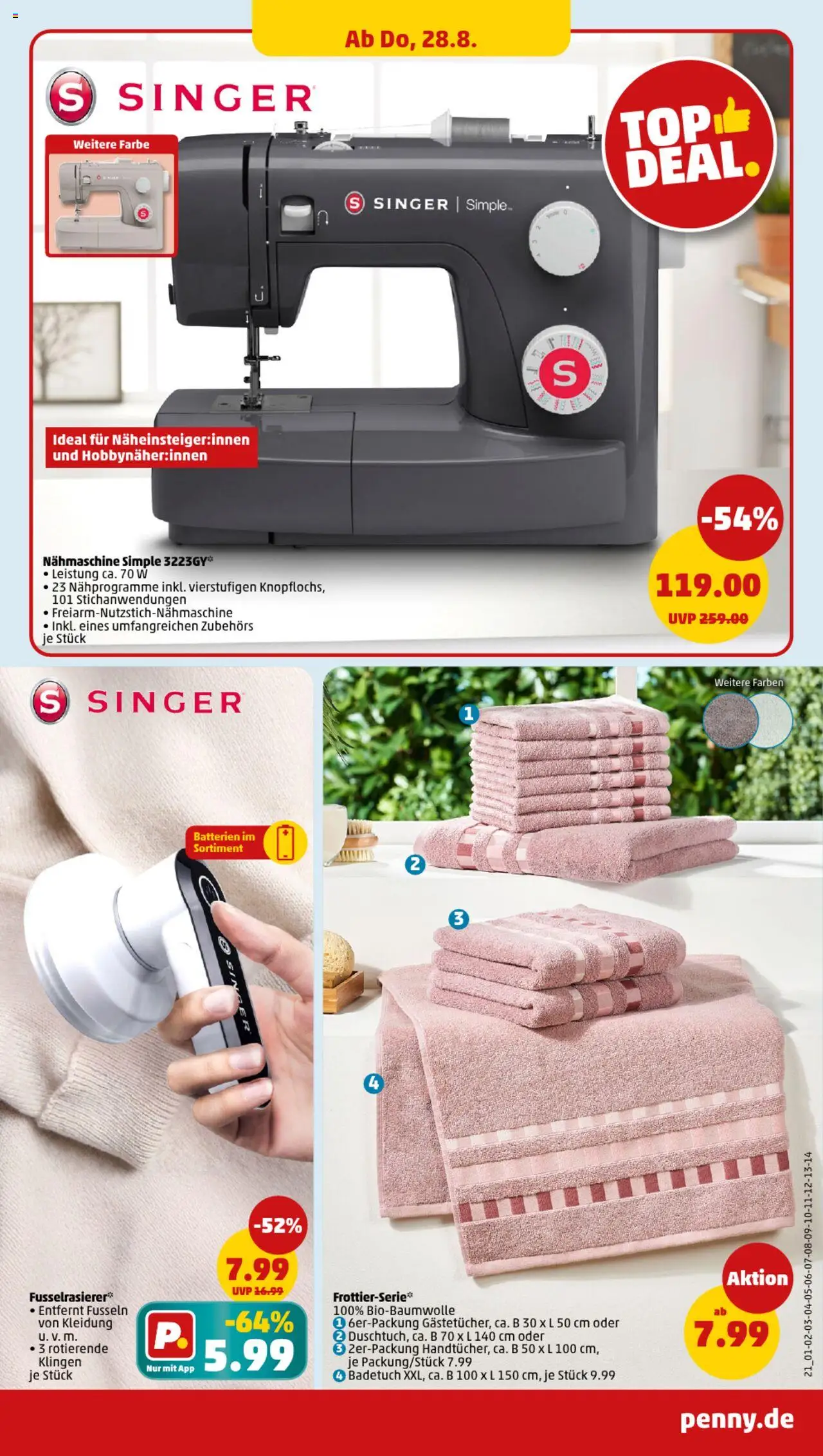 Penny Prospekt 	 - gültig ab dem 25.08.2025 | Seite: 21 | Produkte: Nähmaschine, Batterien