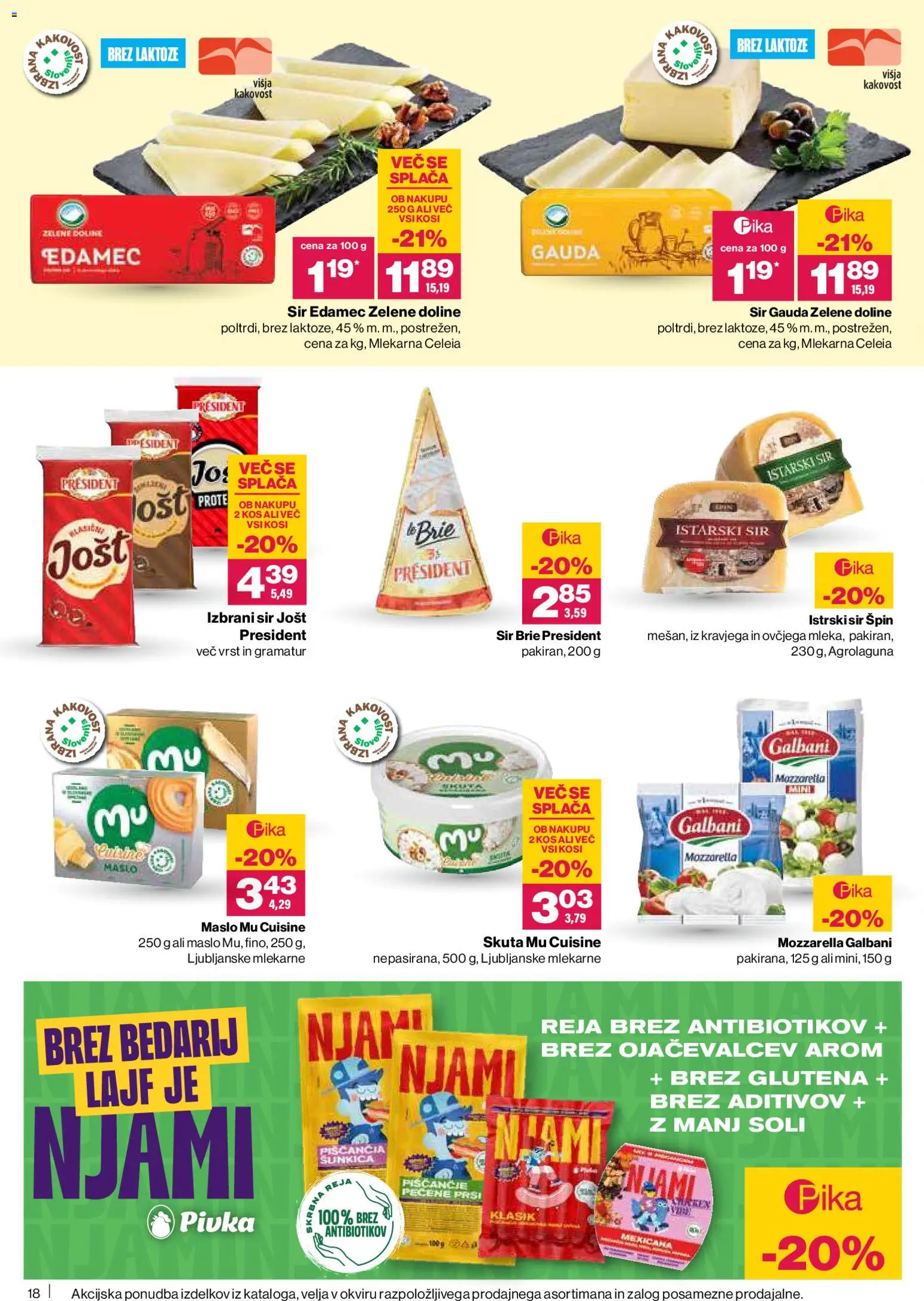 Novi Mercator katalog ponudbe – veljaven od 23.10.2025 | Stran: 18 | Izdelki: Gauda, Kos, Maslo, Skuta