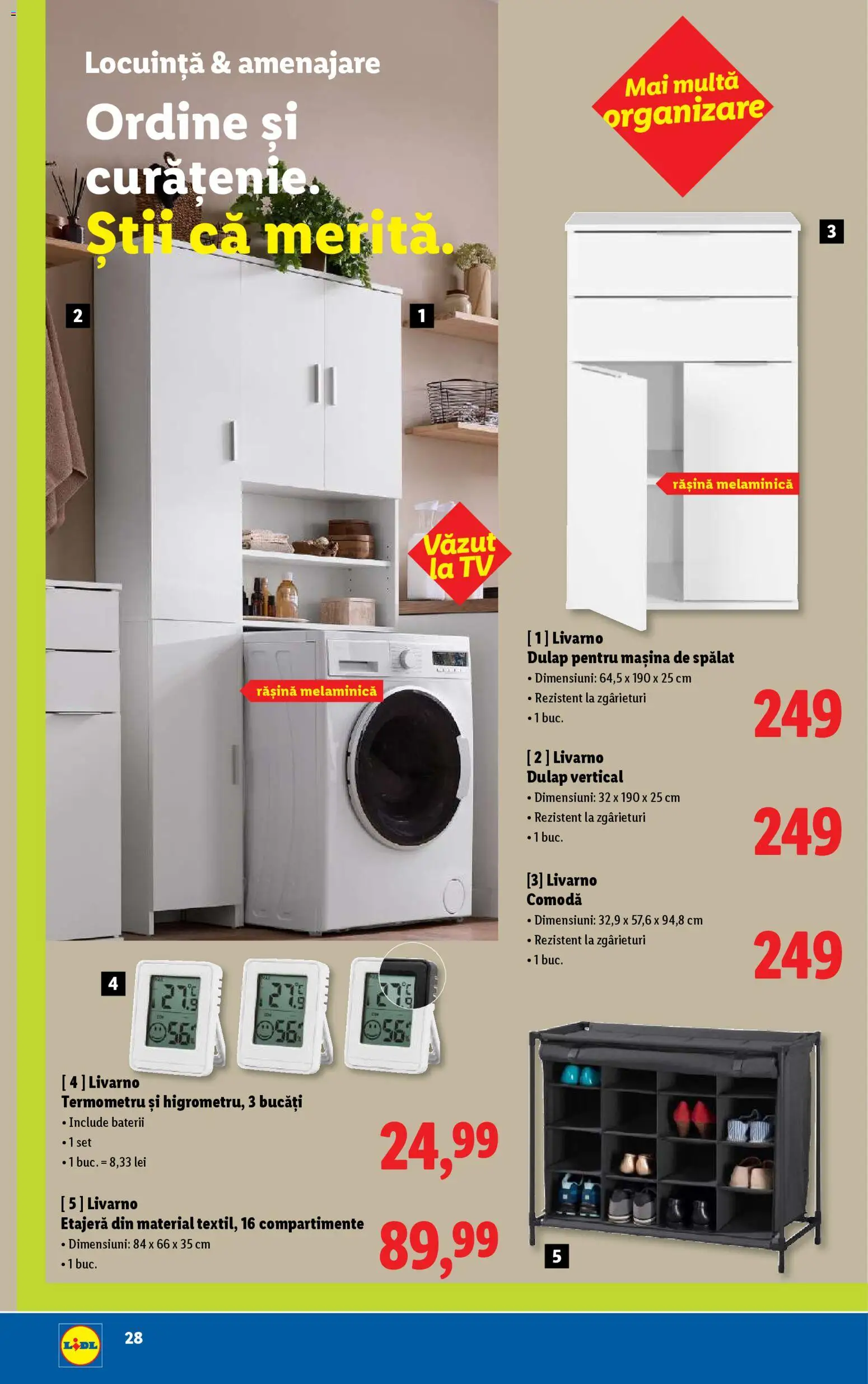 Noul catalog Lidl – valabil de la 05.01.2026 | Pagină: 28 | Produse: Mașină De Spălat, Termometru, Comodă, Etajeră