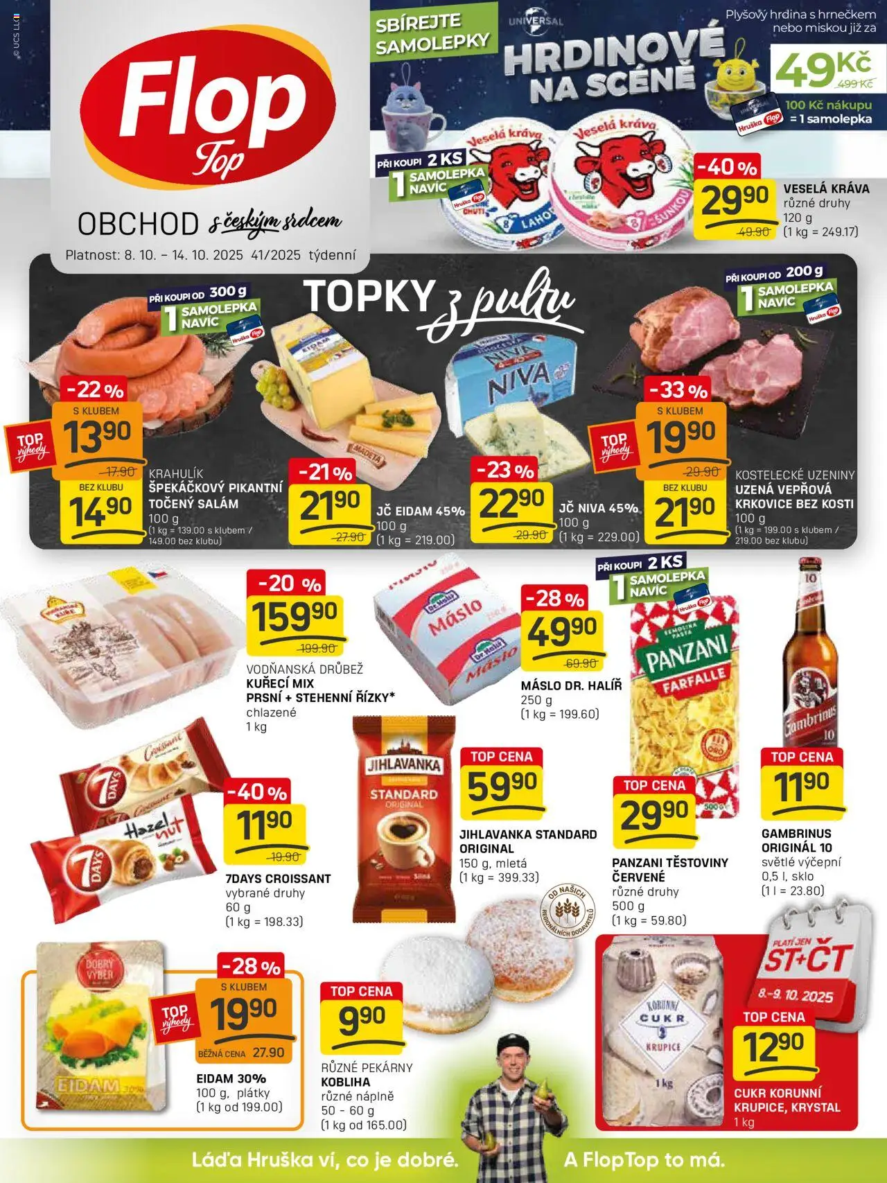 Flop leták - FlopTop od 08.10.2025 | Strana: 1 | Produkty: Krupice, Jihlavanka, Croissant, Vepřová krkovice