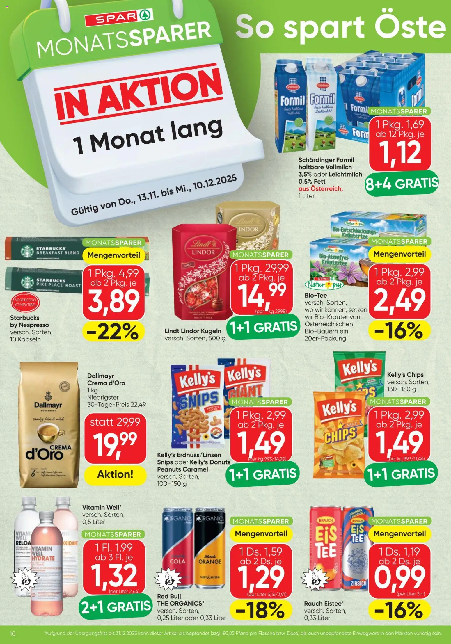 Spar Flugblatt gültig ab 13.11.2025 | Seite: 10 | Produkte: Chips, Milch
