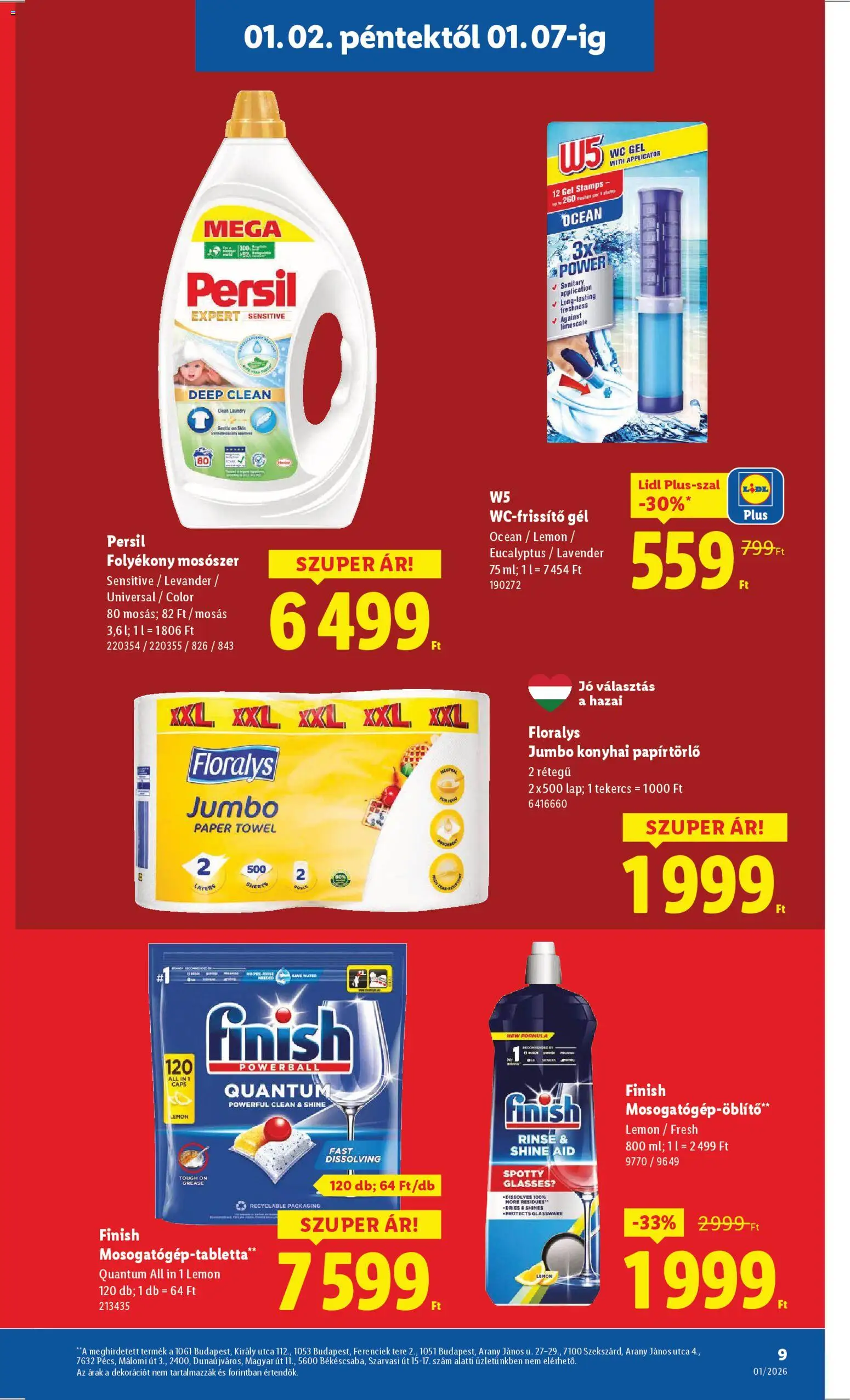 Lidl akciós ujság - amely érvényes a következő dátumtól: 02.01.2026 | Oldal: 9 | Termékek: Persil, Papírtörlő, Folyékony mosószer, Mosószer