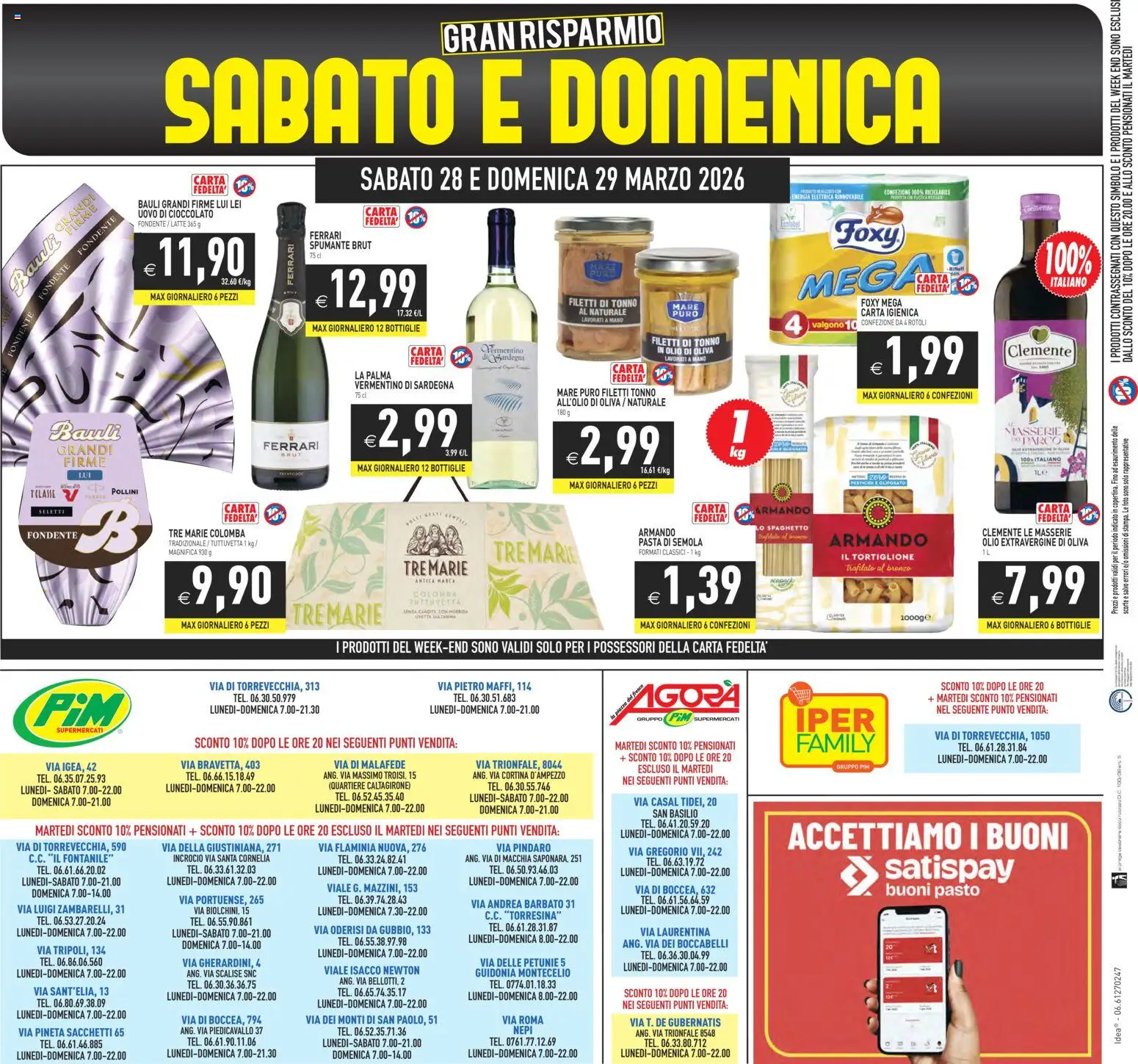 Volantino PIM Supermercati del 27.03.2026 | Pagina: 24 | Prodotti: Cioccolato, Latte, Olio, Tonno