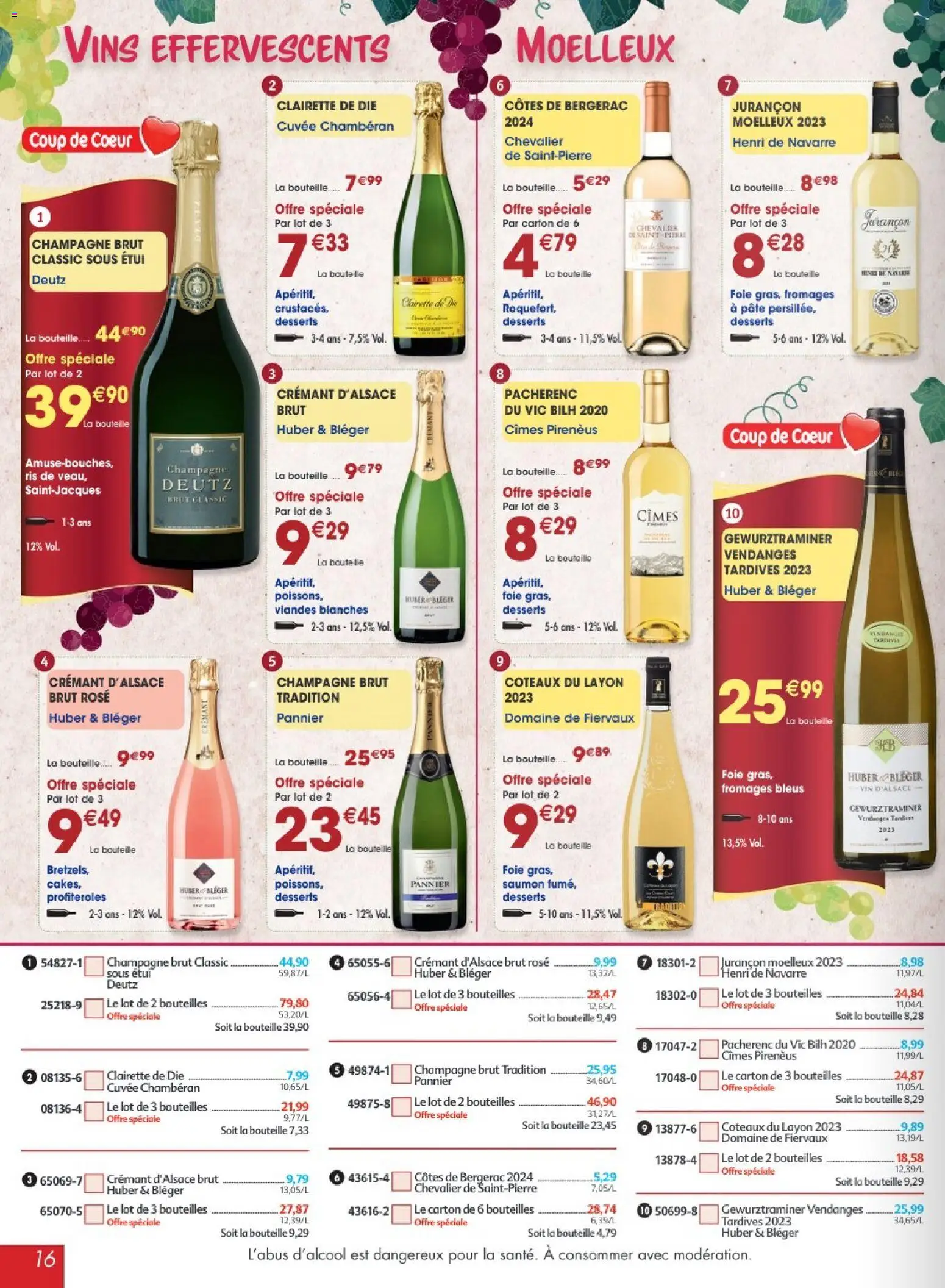 {H1} | Page: 16 | Produits: Étui, Champagne brut, Clairette de die, Crémant d'alsace