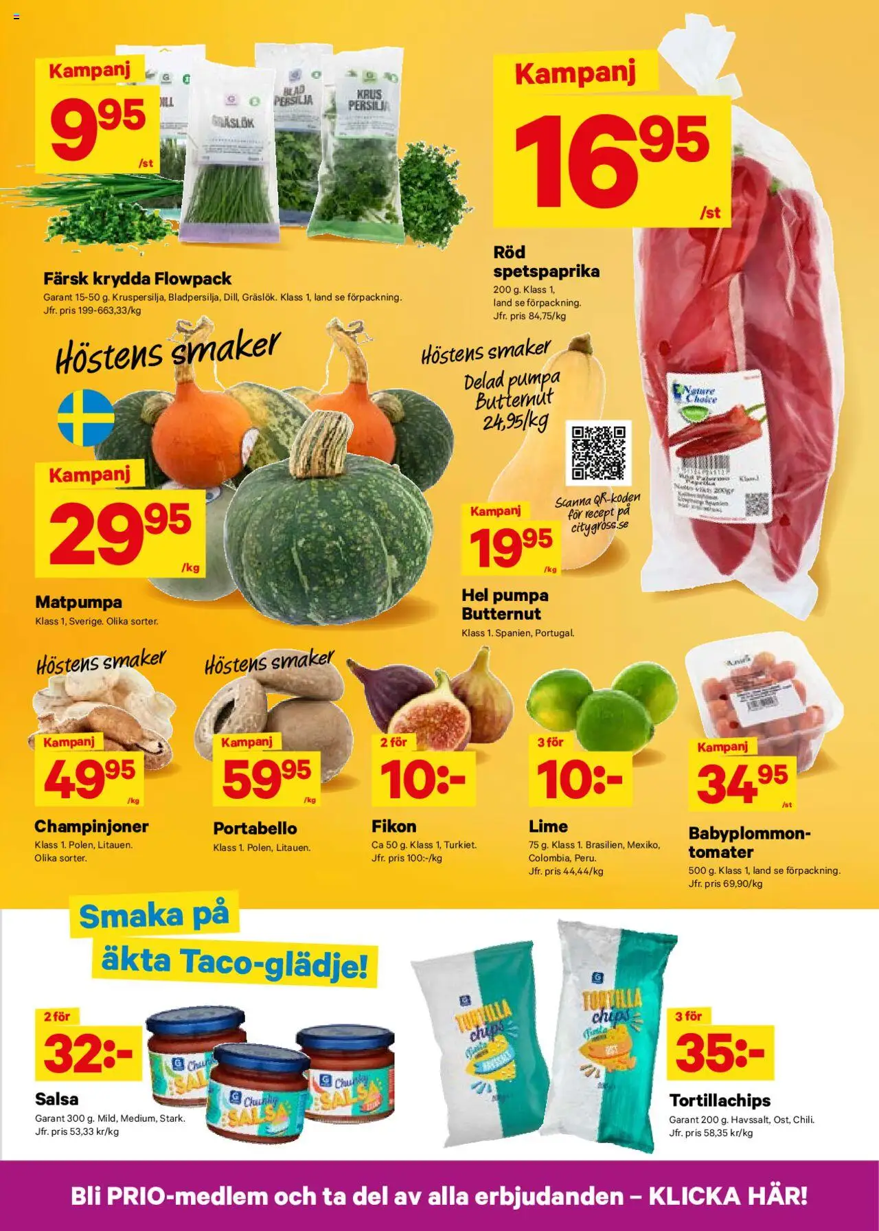 City Gross reklamblad aktuell från 06.10.2025 | Sida: 3 | Produkter: Tortilla, Salsa, Tomater, Lime
