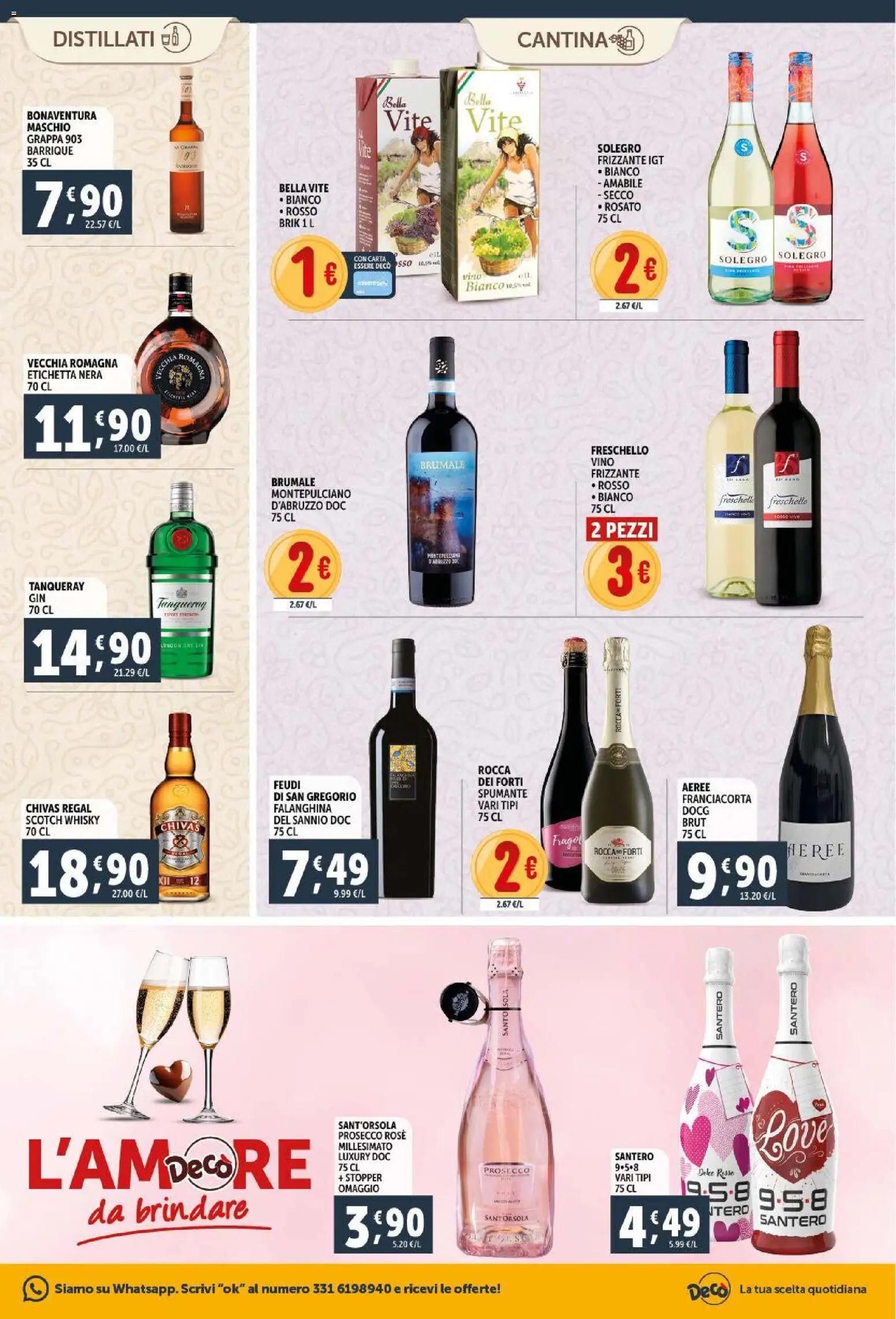 Volantino Decò del 11.02.2026 | Pagina: 17 | Prodotti: Prosecco, Whisky, Vino, Grappa