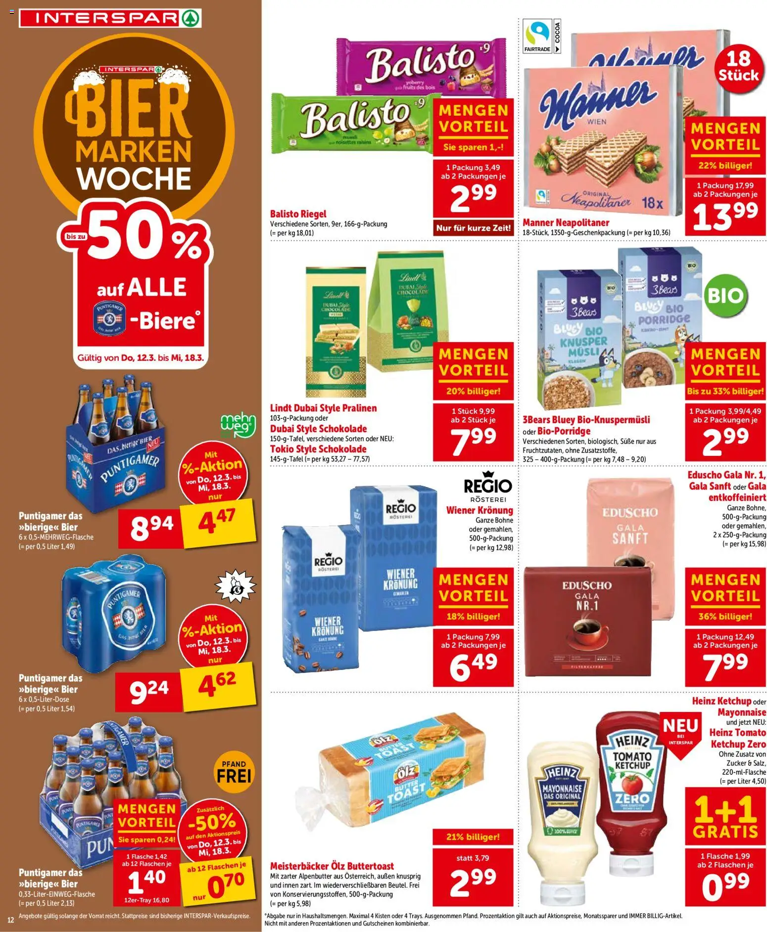 Interspar Flugblatt - Wien gültig ab 12.03.2026 | Seite: 12 | Produkte: Ketchup, Mayonnaise, Zucker, Schokolade