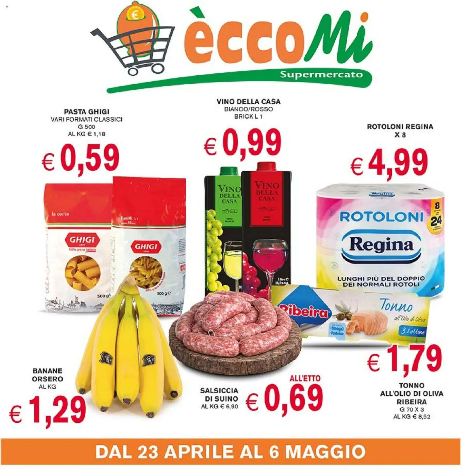 Volantino Coal del 23.04.2026 | Pagina: 1 | Prodotti: Suino, Salsiccia, Vino, Tonno