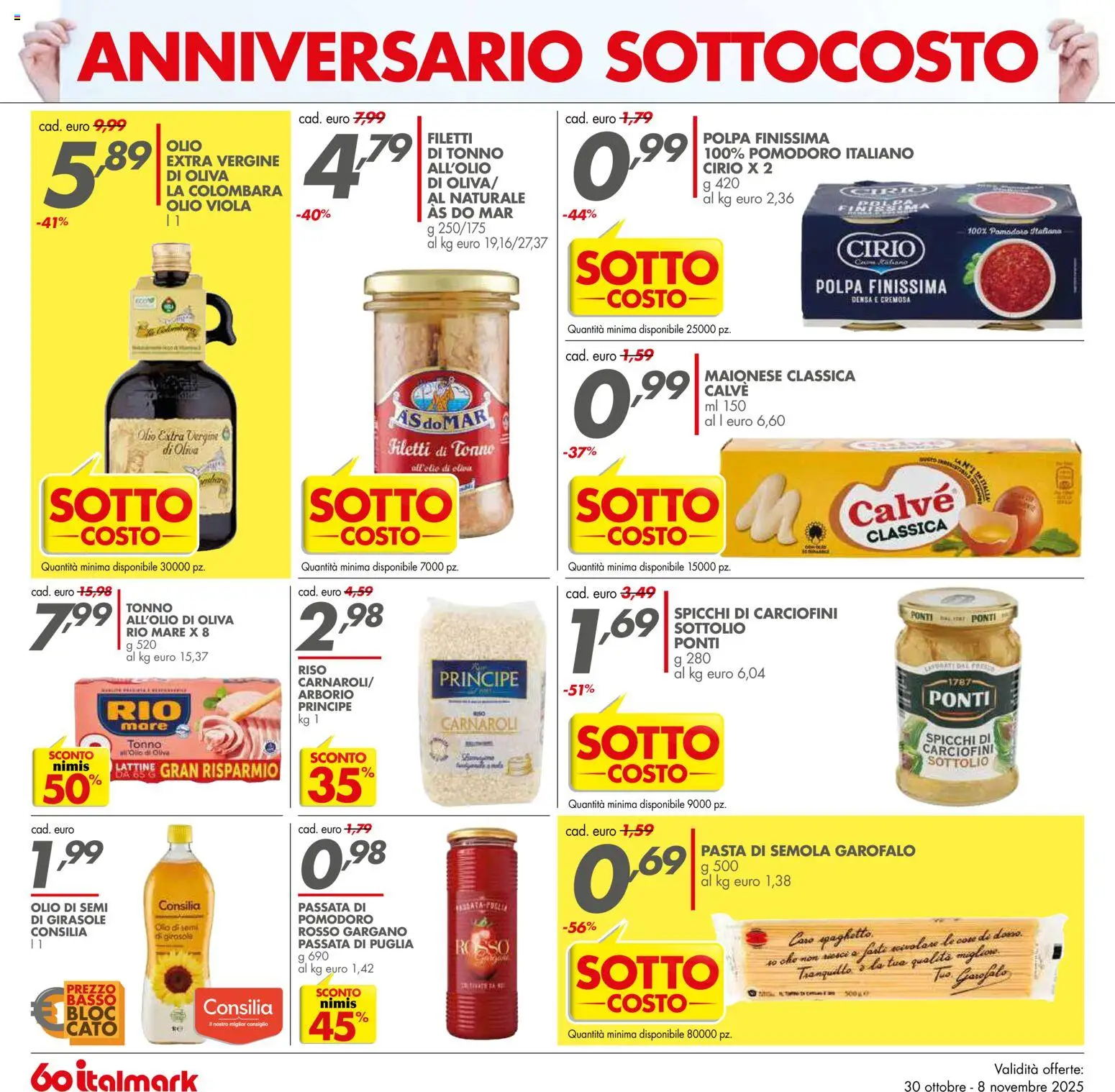 Volantino Italmark del 30.10.2025 | Pagina: 2 | Prodotti: Riso, Pomodoro, Olio, Tonno