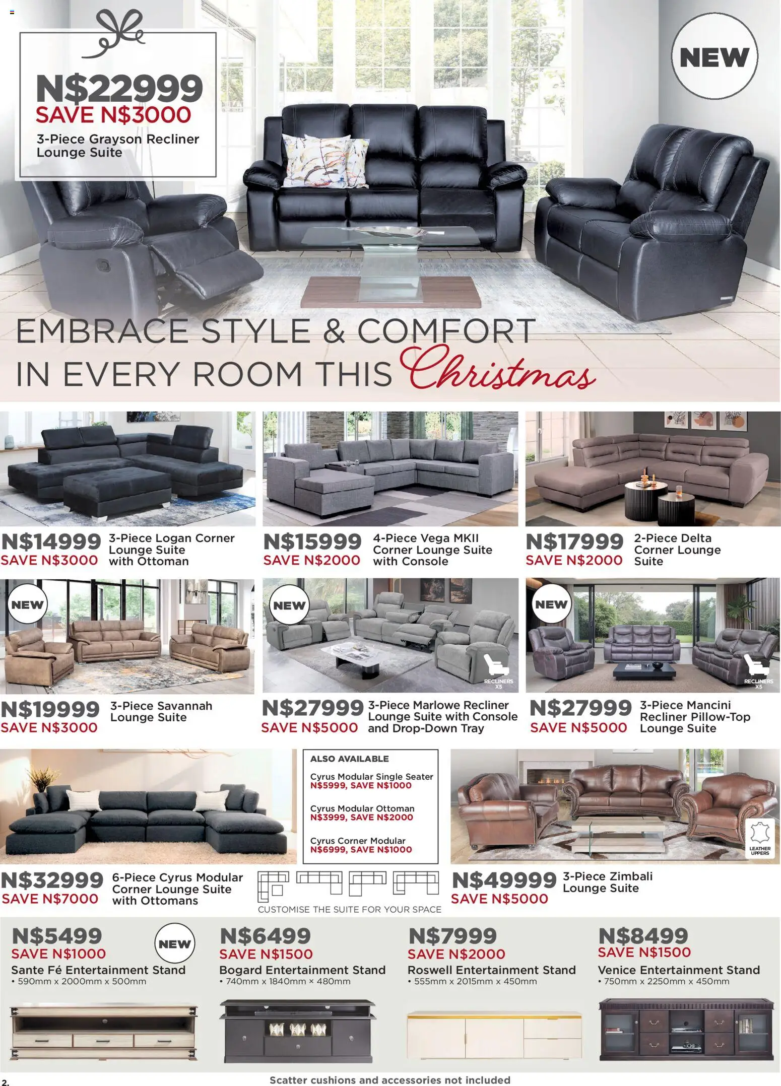 New House and Home catalogue – valid from 24.11.2025 | Page: 2 | Products: Tray, Seater, Lounge suite, Ottoman