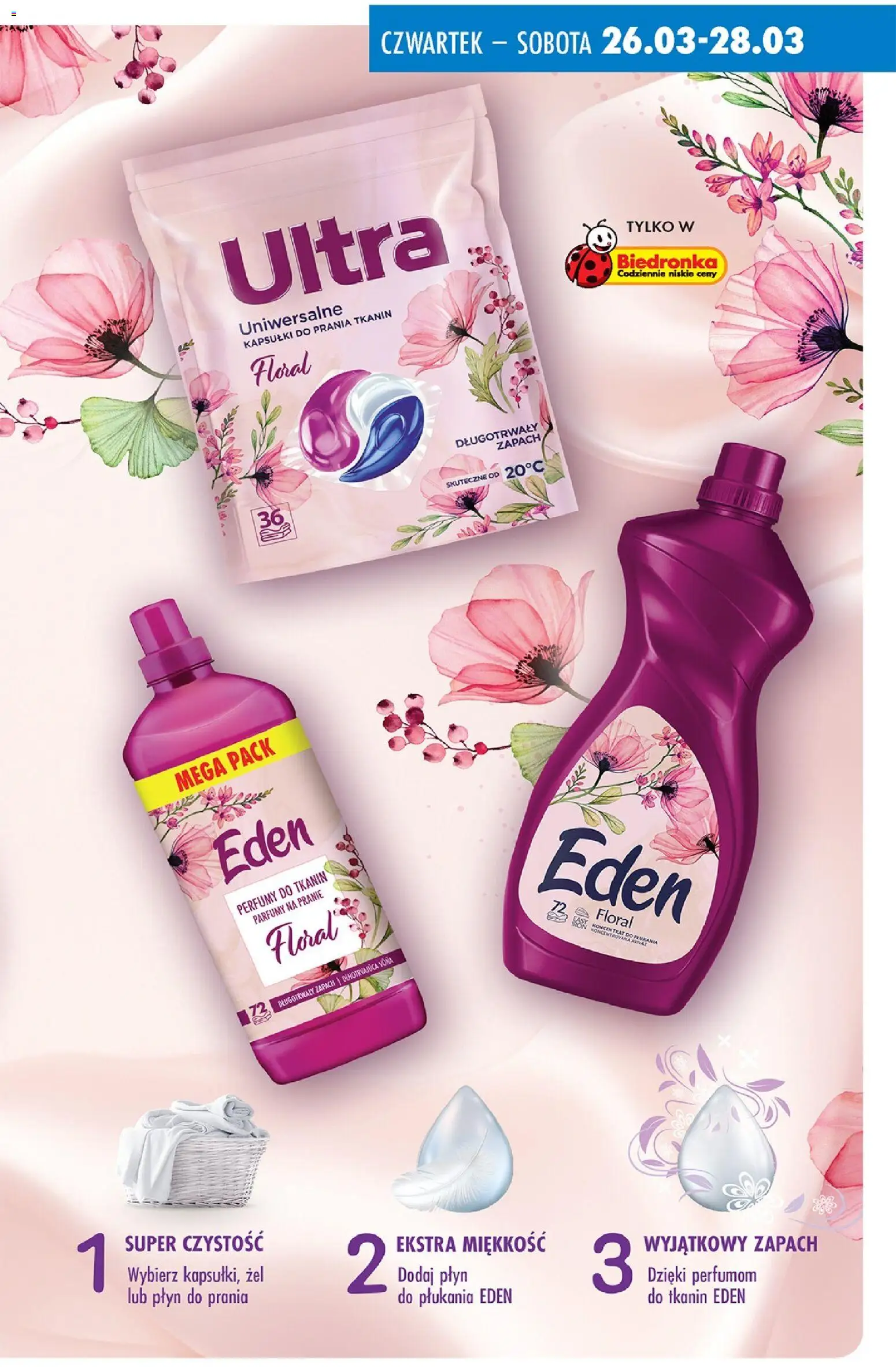 Biedronka gazetka - Drogeria od 26.03.2026 | Strona: 5 | Produkty: Perfumy, Zapach, Kapsułki do prania, Detergent
