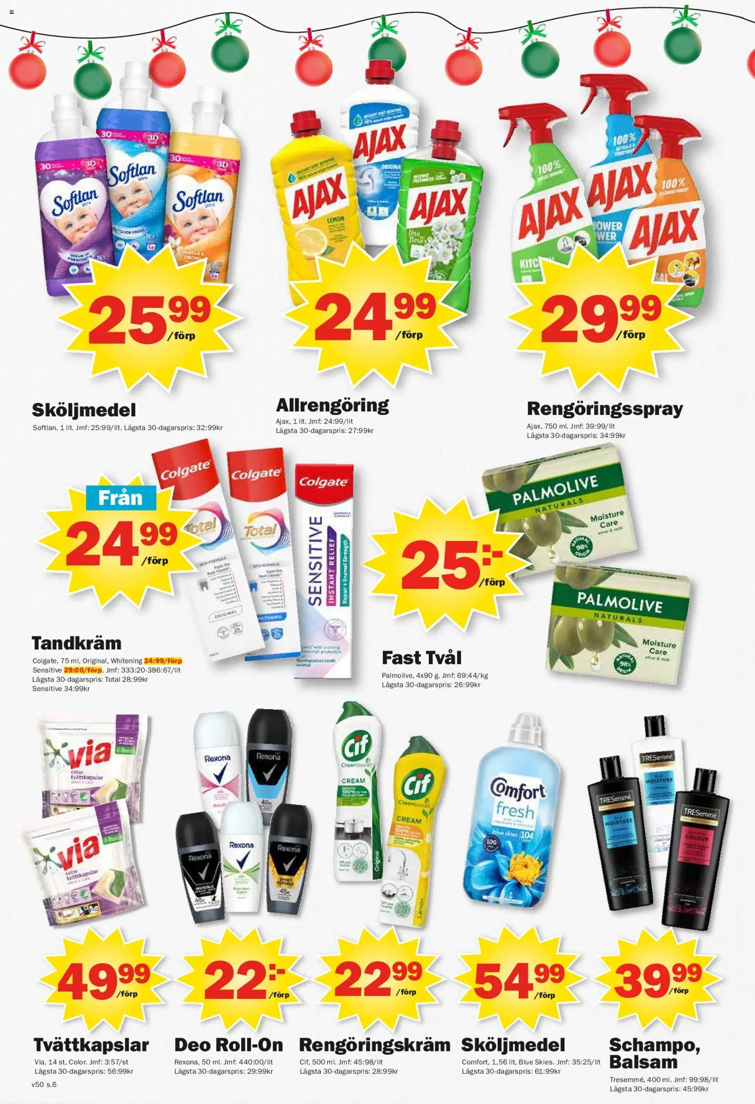Pekås reklamblad aktuell från 08.12.2025 | Sida: 6 | Produkter: Tvål, Tandkräm, Rengöringsspray, Tvättkapslar