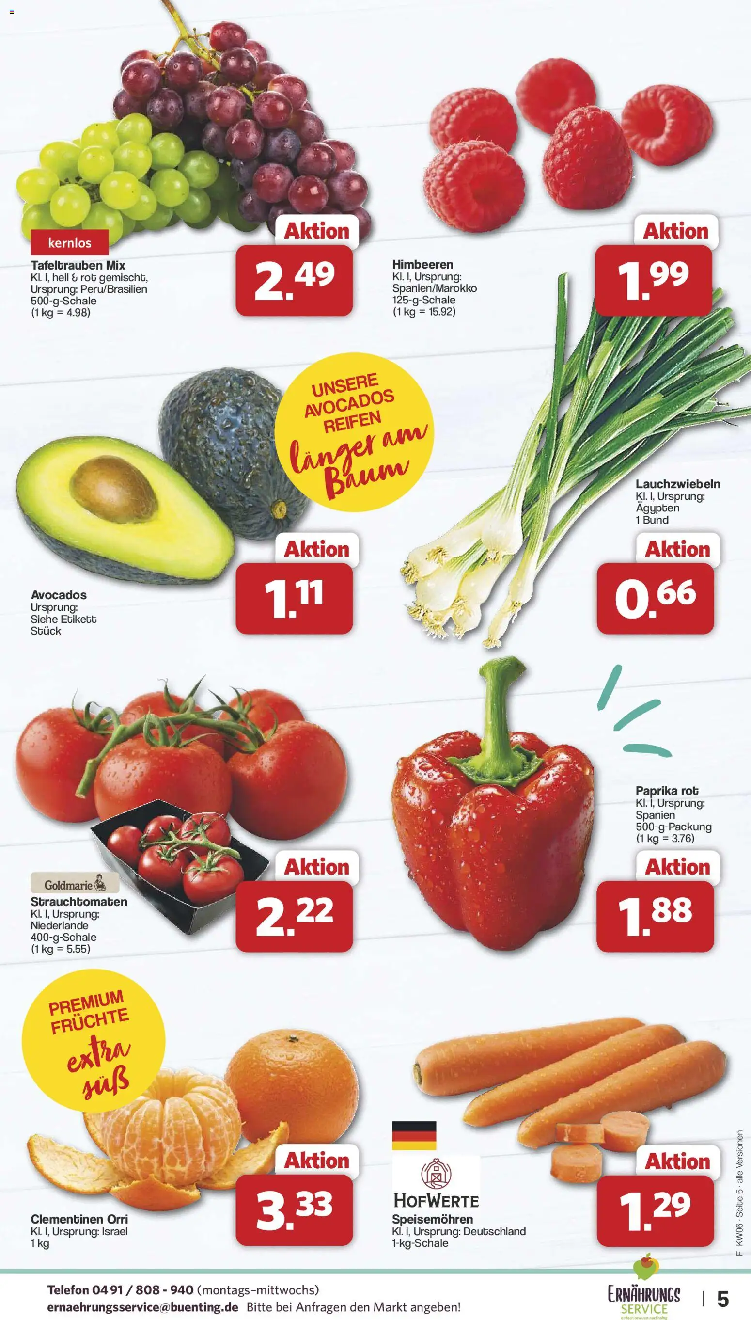 Famila Nordwest Prospekt 	 – gültig ab 02.02.2026 | Seite: 5 | Produkte: Himbeeren, Paprika rot, Paprika, Telefon