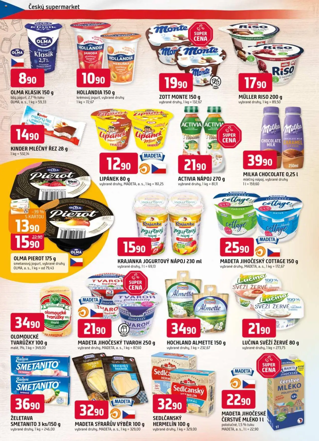 Trefa leták od 13.08.2025 | Strana: 4 | Produkty: Kinder mléčný řez, Mléko, Lučina, Tvarůžky