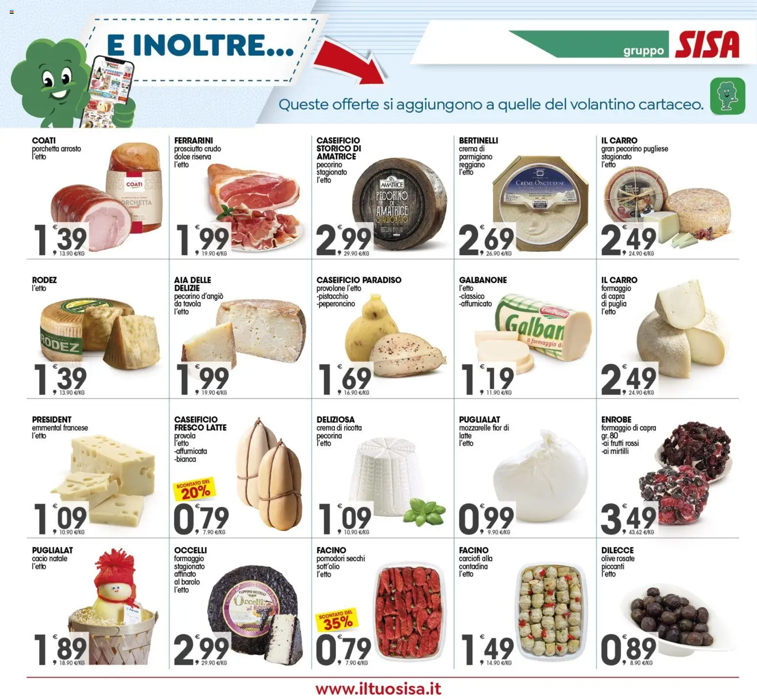 Volantino SISA del 16.12.2025 | Pagina: 14 | Prodotti: Latte, Mirtilli, Pecorino, Emmental